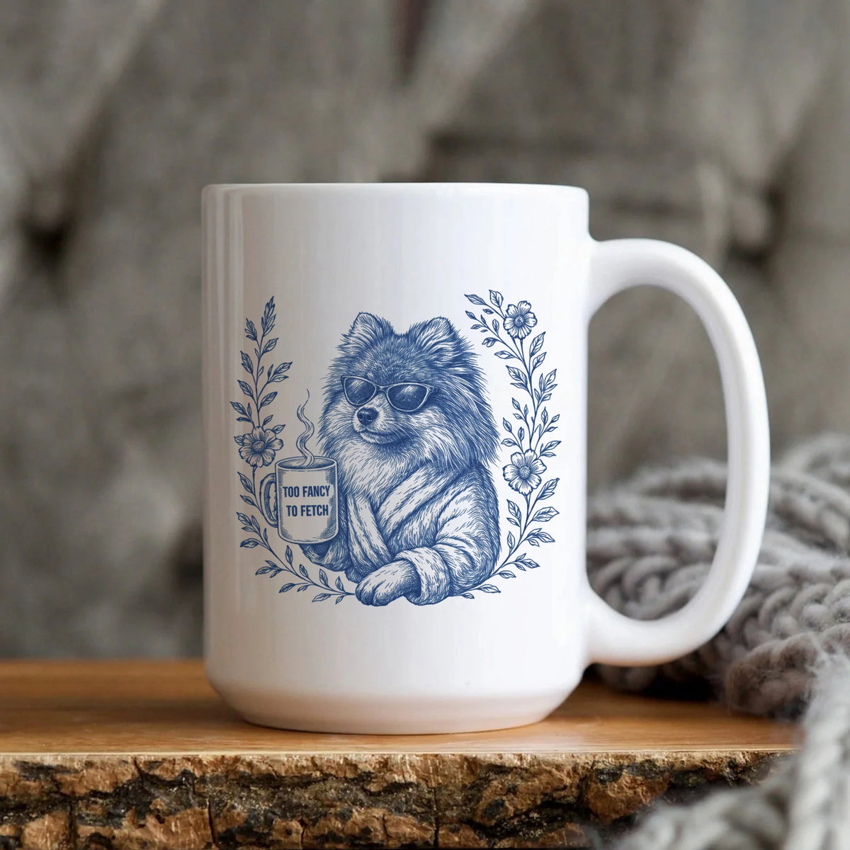 Pomeranian Mom Mug Toile De Jouy, Pomeranian Mug Funny Gift, Dog Mom Gift Idea