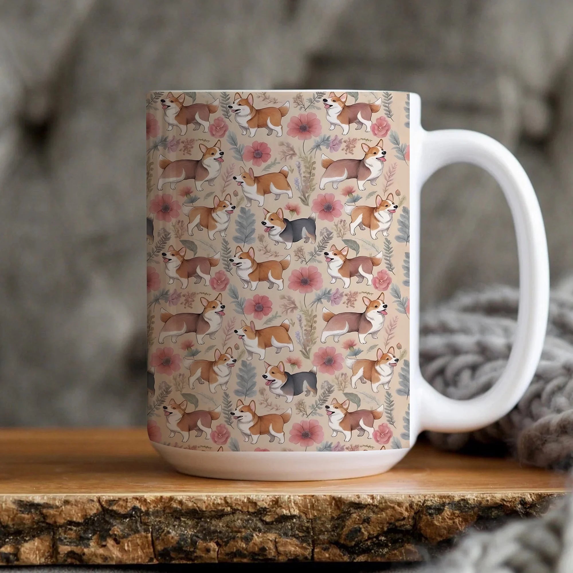 Vintage Corgi Mug, Cute Dog Lover Gift, Retro Coffee Cup