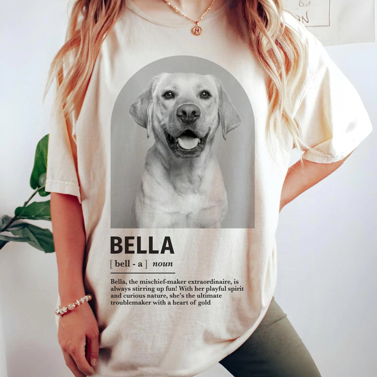 Custom Pet Portrait Comfort Colors T-Shirt in Black and White