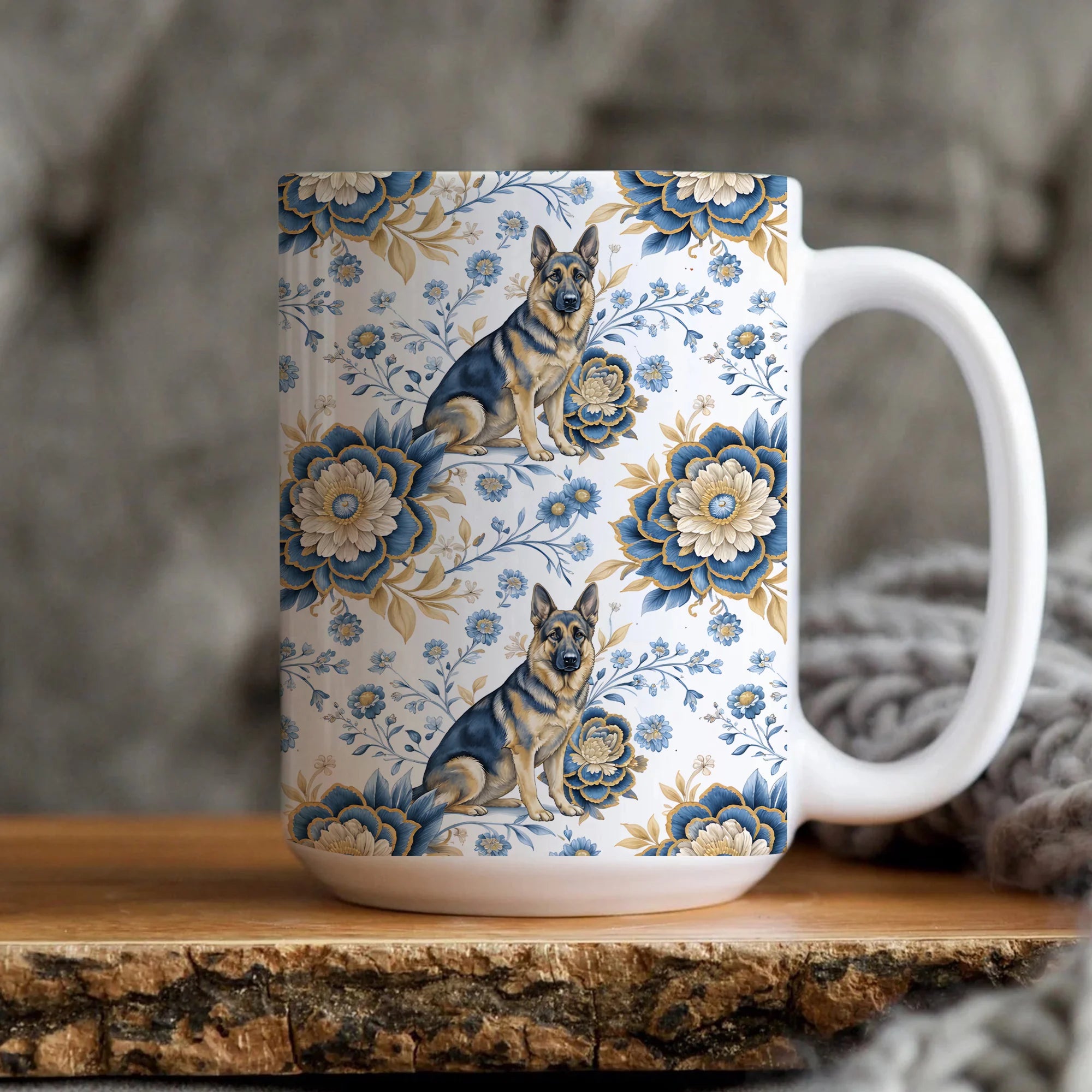 German Shepherd Mug, Floral Dog Coffee Cup, Dog Lover Gift