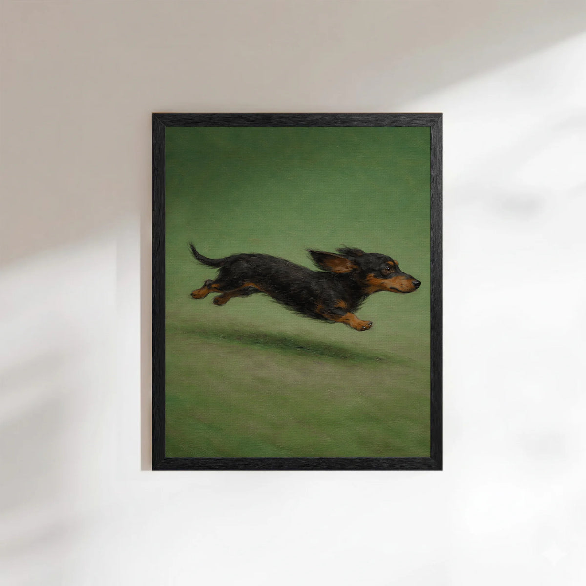 Dachshund with Zoomies Print, Rustic Pet Art