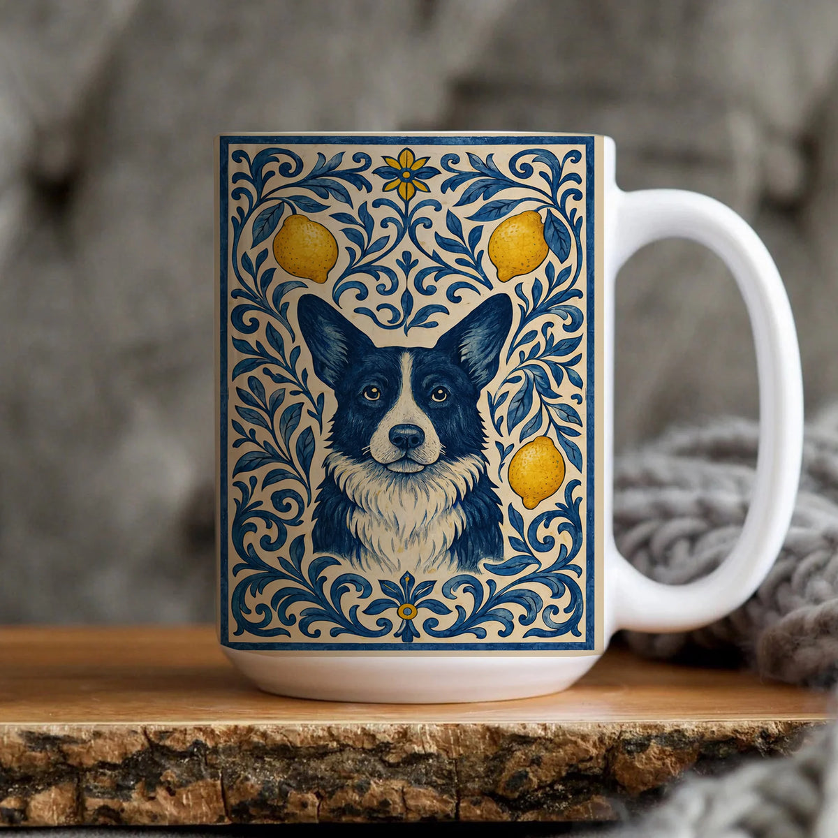 Cardigan Corgi Floral Accent Coffee Mug