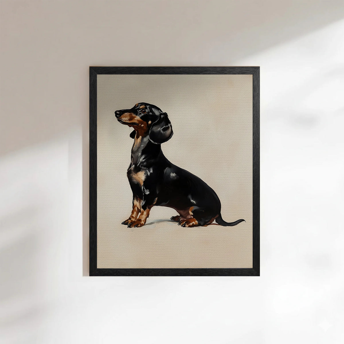Dachshund Portrait Art Print Vintage Round Frame