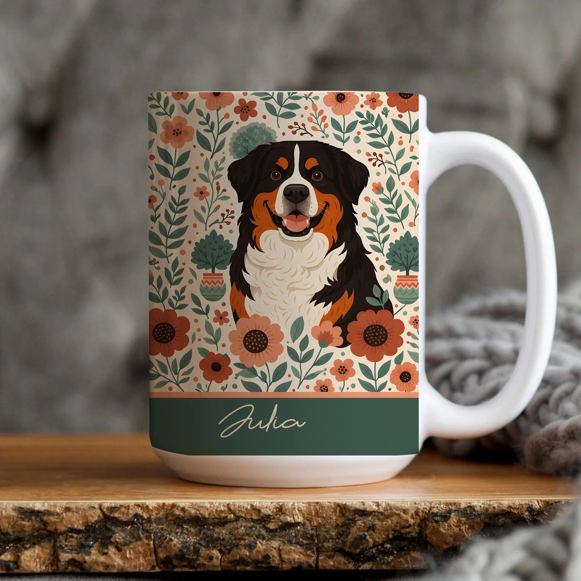 Custom Bernese Mountain Dog Mug Gift Berner Sennenhund