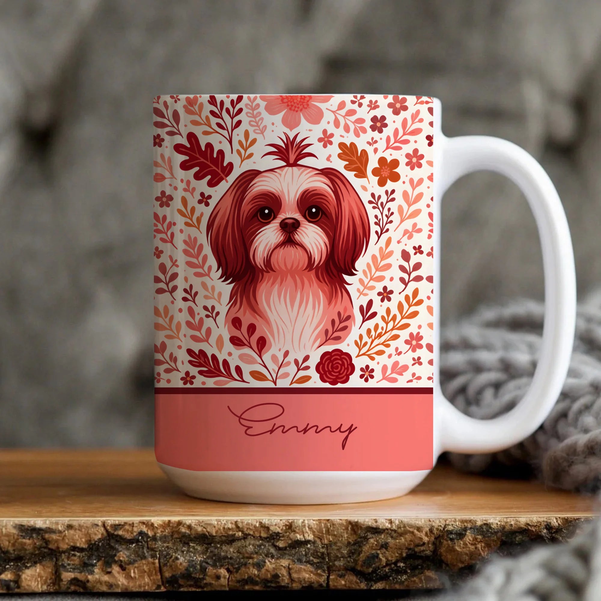 Shih Tzu Floral Mug Ceramic Coffee Mug Dog Lover Gift