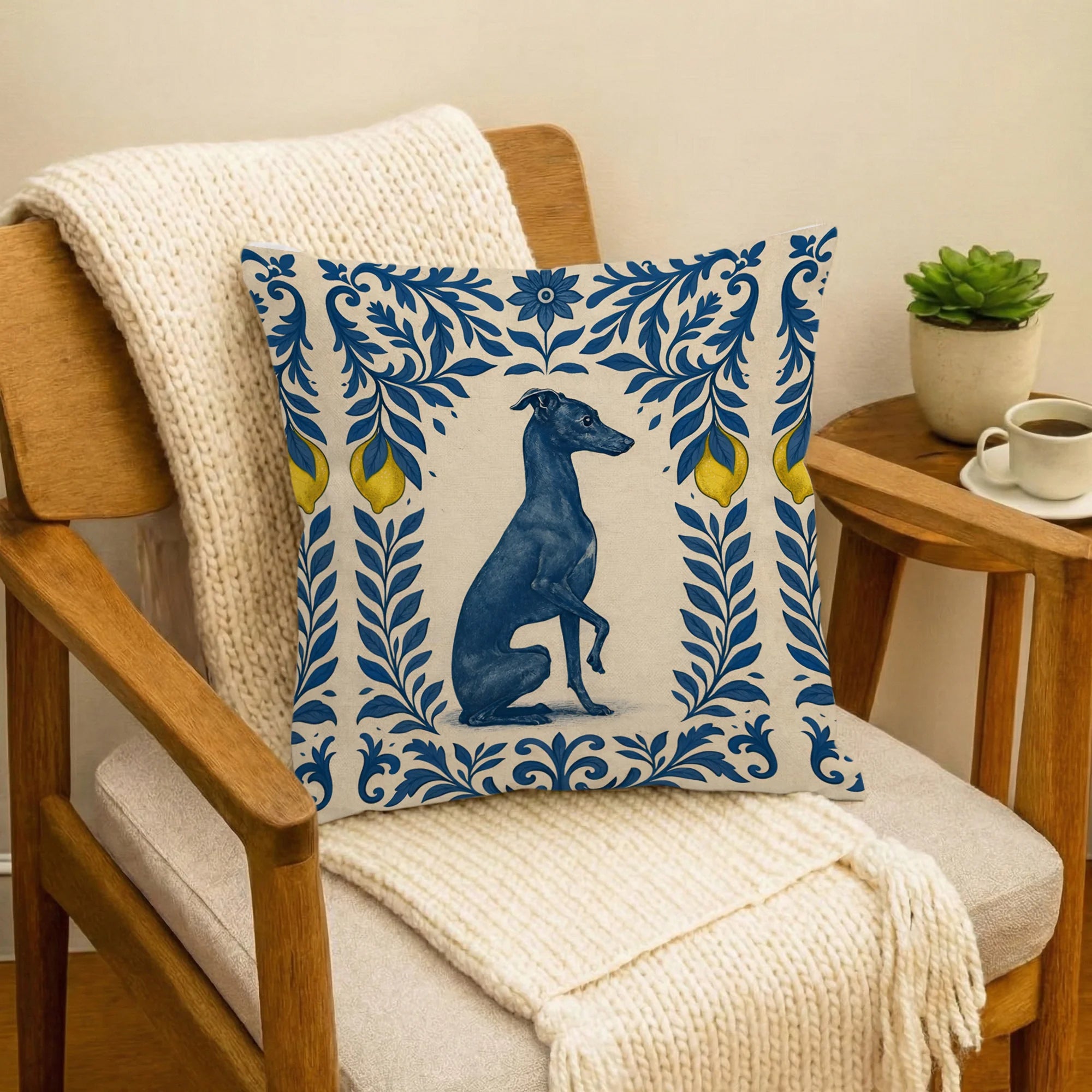 Italian Greyhound Tile Pattern Pillow – Italian Greyhound Art Gift