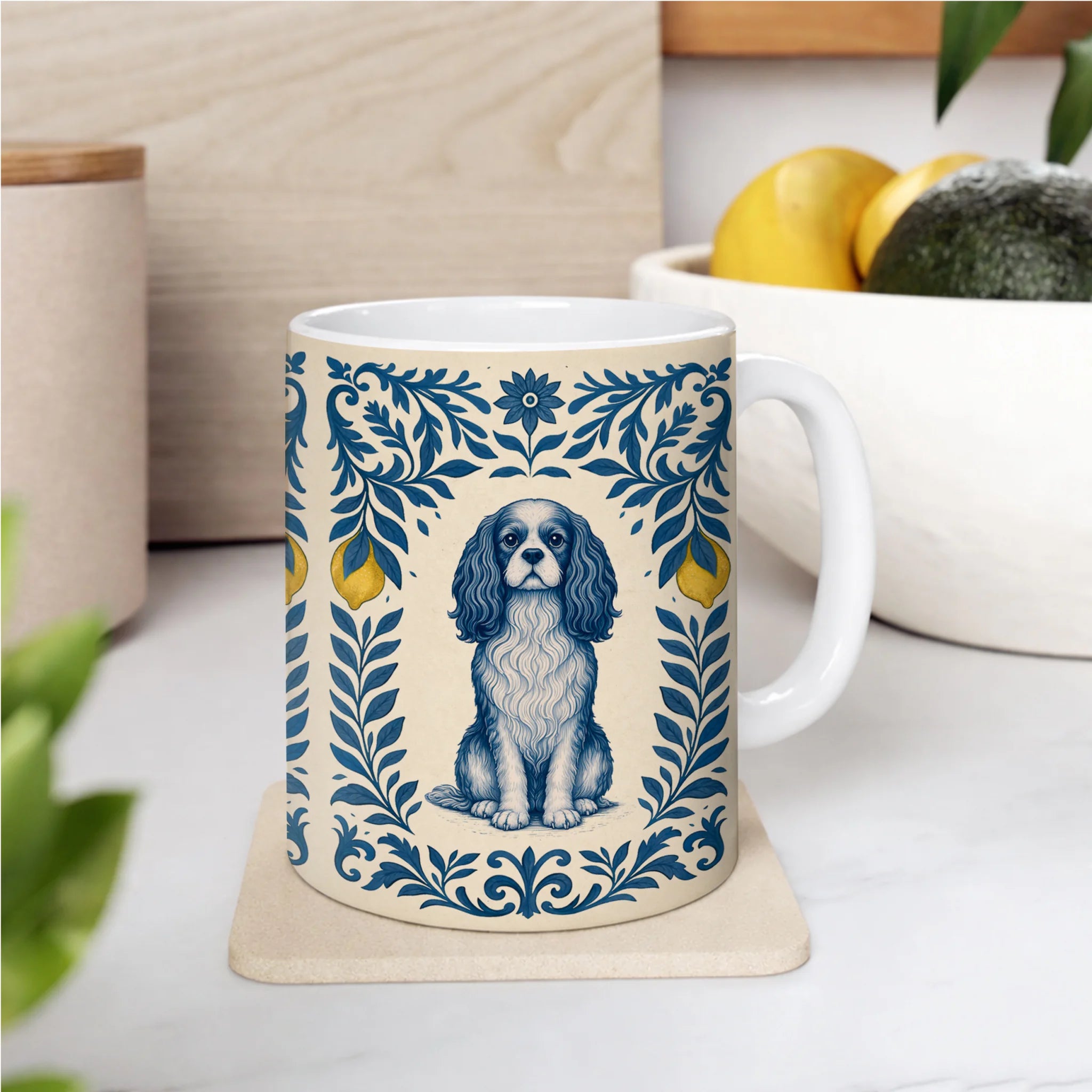 Cavalier King Charles Spaniel Tile Pattern Art Mug Christmas Gift Idea