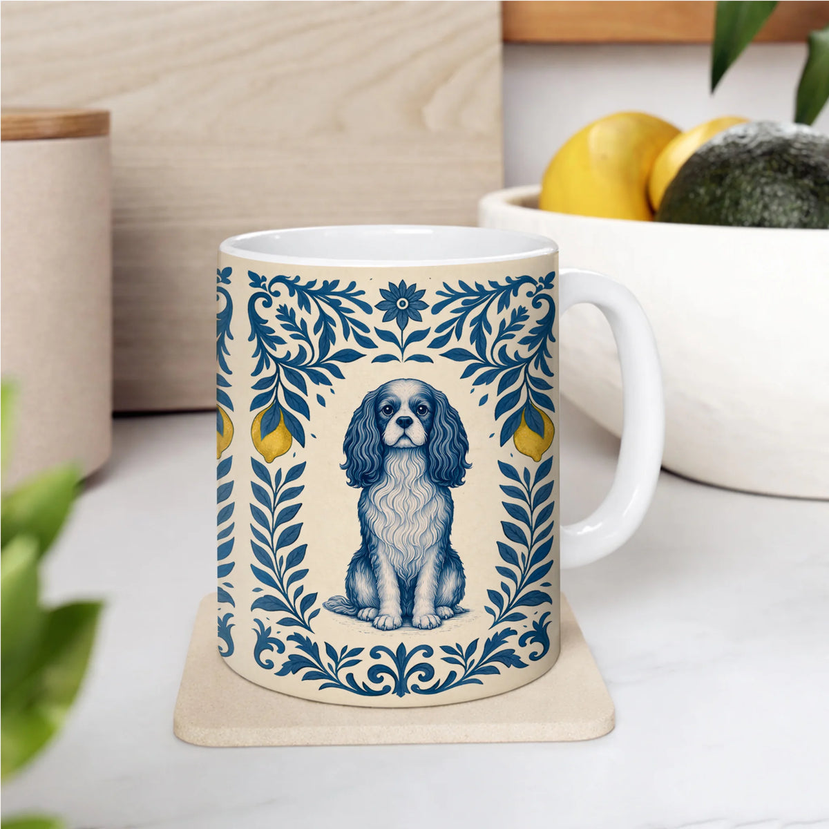 Cavalier King Charles Spaniel Tile Pattern Art Mug Christmas Gift Idea