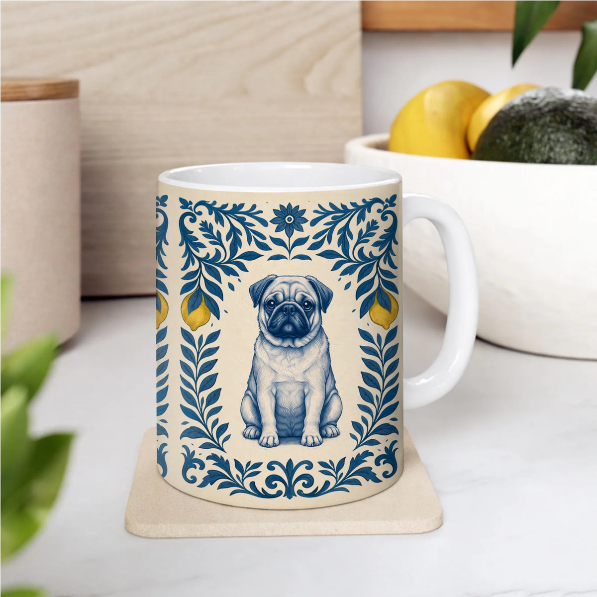 Pug Tile Pattern Art Mug Christmas Gift Idea Unique