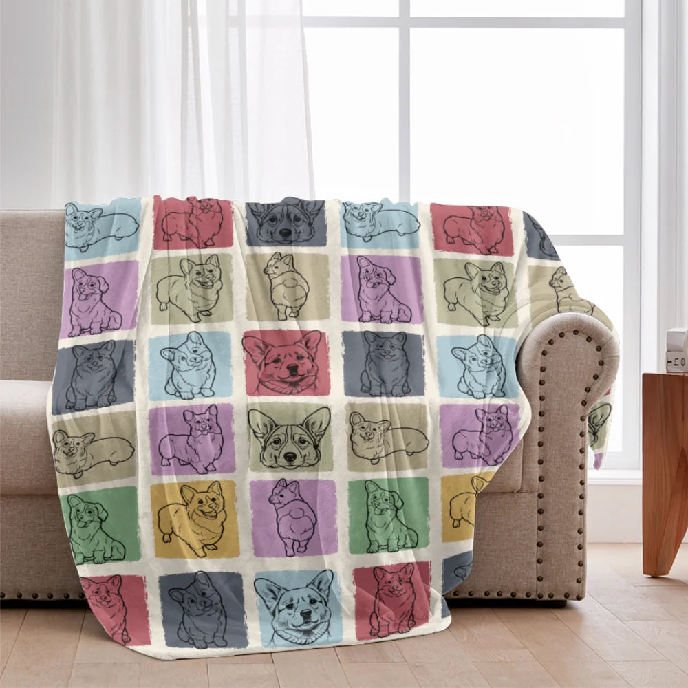 Corgi Dog Blanket & Mug Vintage Lover Cozy Pet Gift