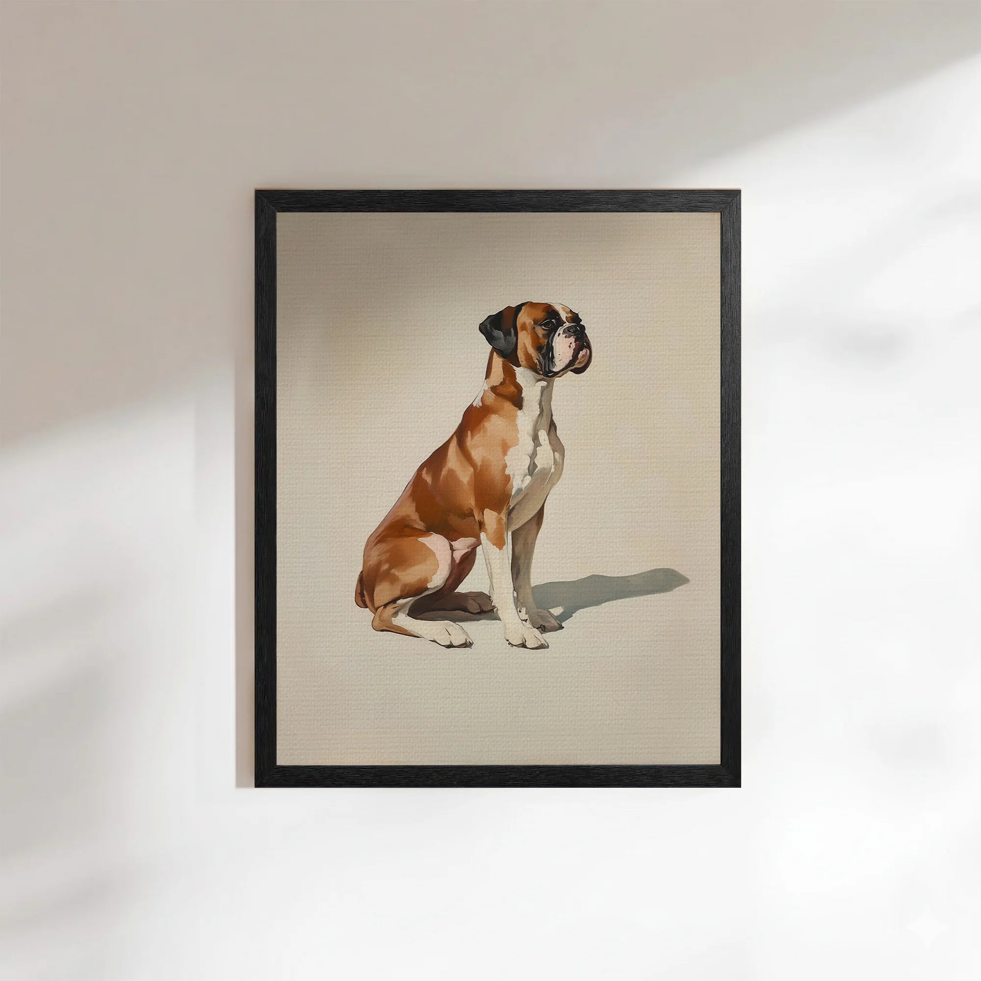 Boxer Dog Portrait Vintage Frame Art Print Home Decor Gift