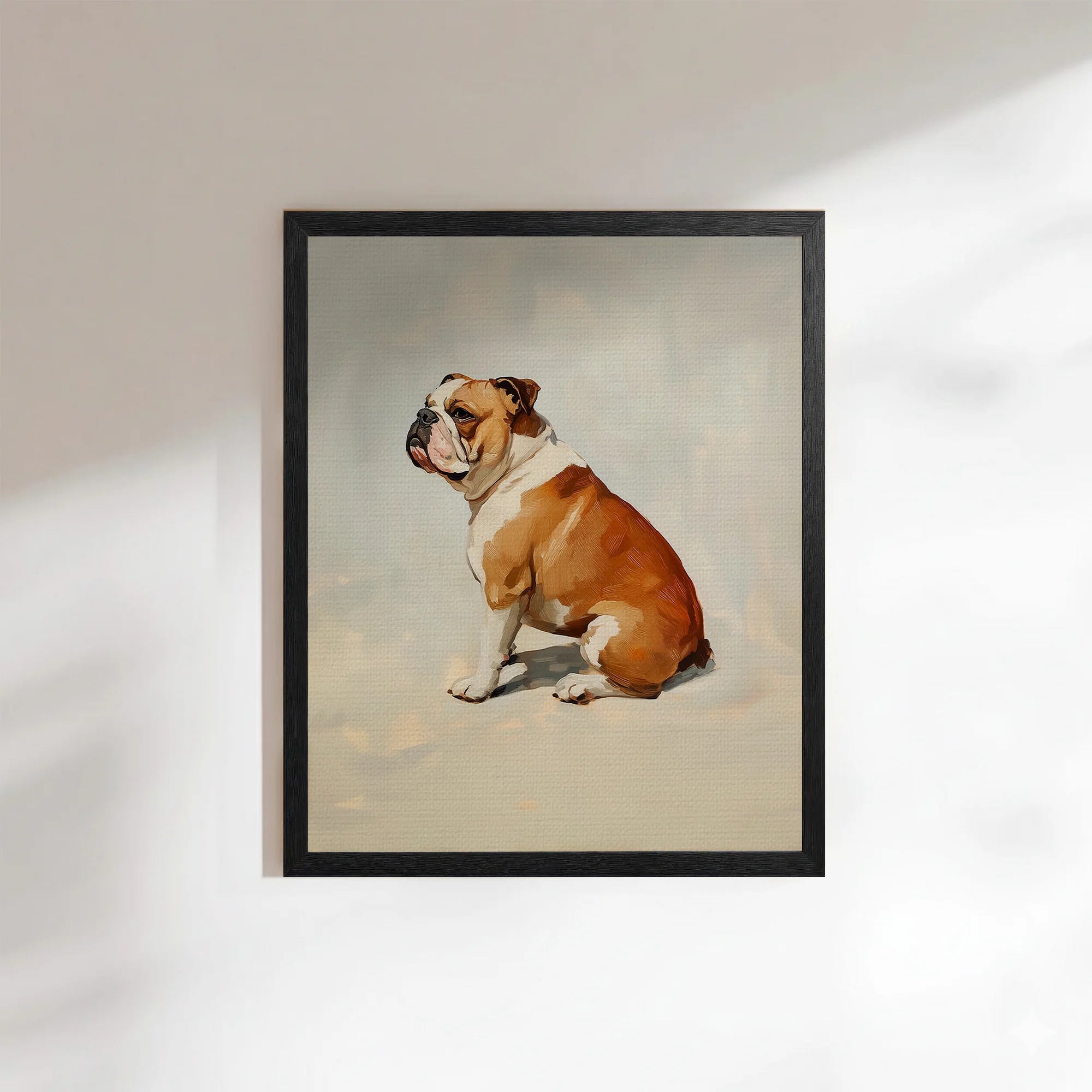 English Bulldog Vintage Framed Dog Painting Wall Decor