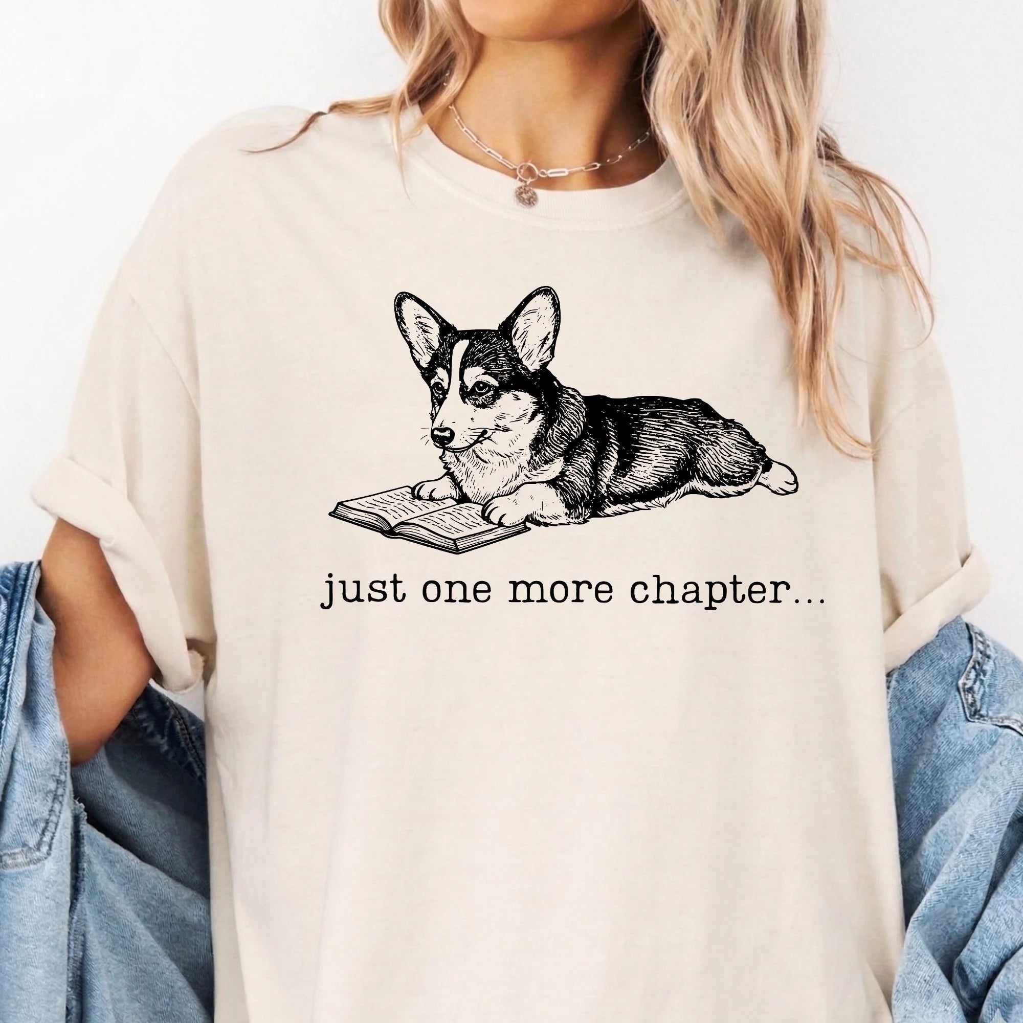Tri Color Corgi Reading Shirt, Book Lover Dog Mom Gift