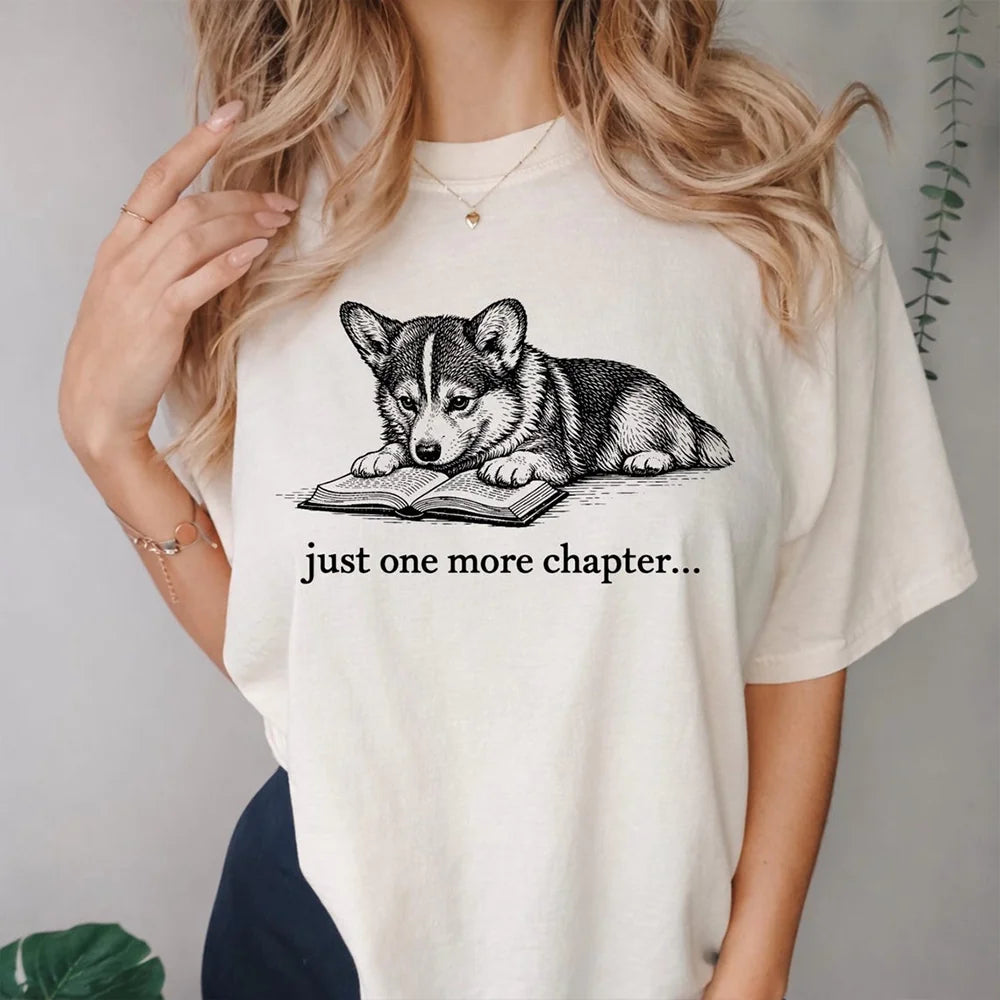 Corgi Reading T-Shirt, Corgi Mom Gift, Book Lover Dog Tee