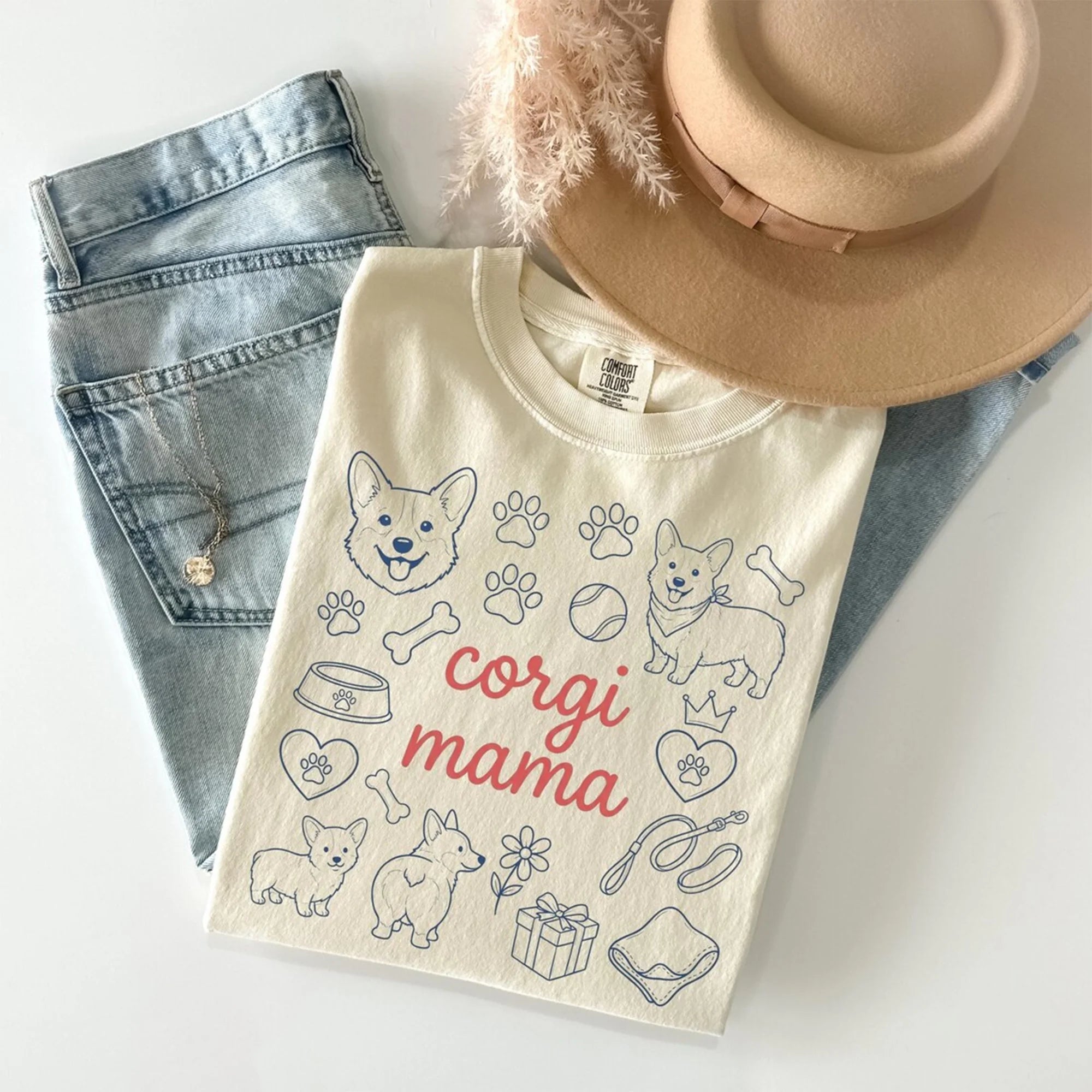Corgi Mama T-Shirt Cute Dog Lover Tee Funny Gift