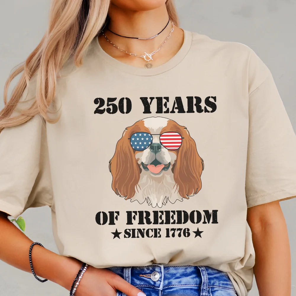 Patriotic Cavalier King Charles Spaniel July Fourth Dog T-Shirt