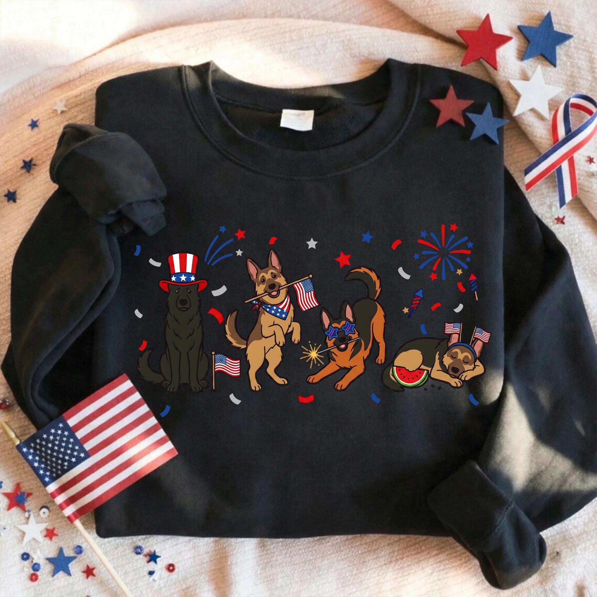 German Shepherd July Fourth Sweatshirt Patriotic Dog Mom Shirt