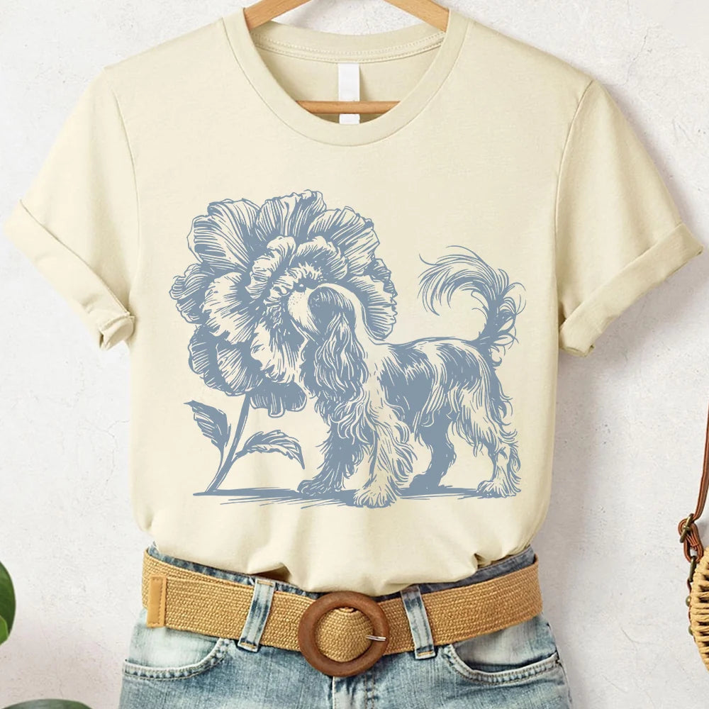 Cavalier King Charles Spaniel Taco Dog Smell Flowers T- Shirt Sweatshirt