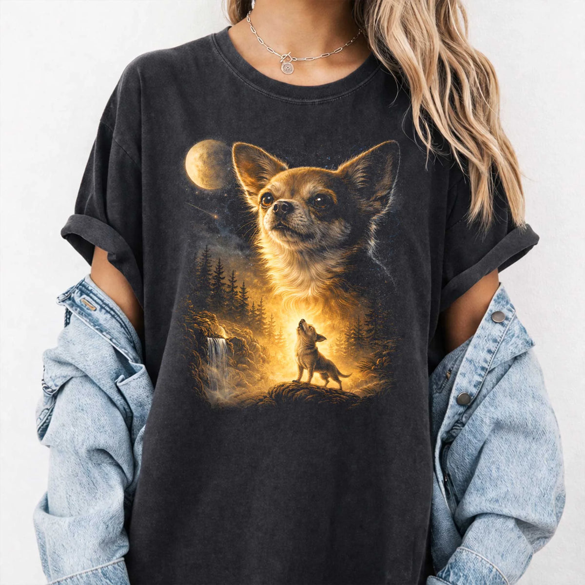 Chihuahua Moon t-Shirt Vintage Retro Dog Lover Funny Tee