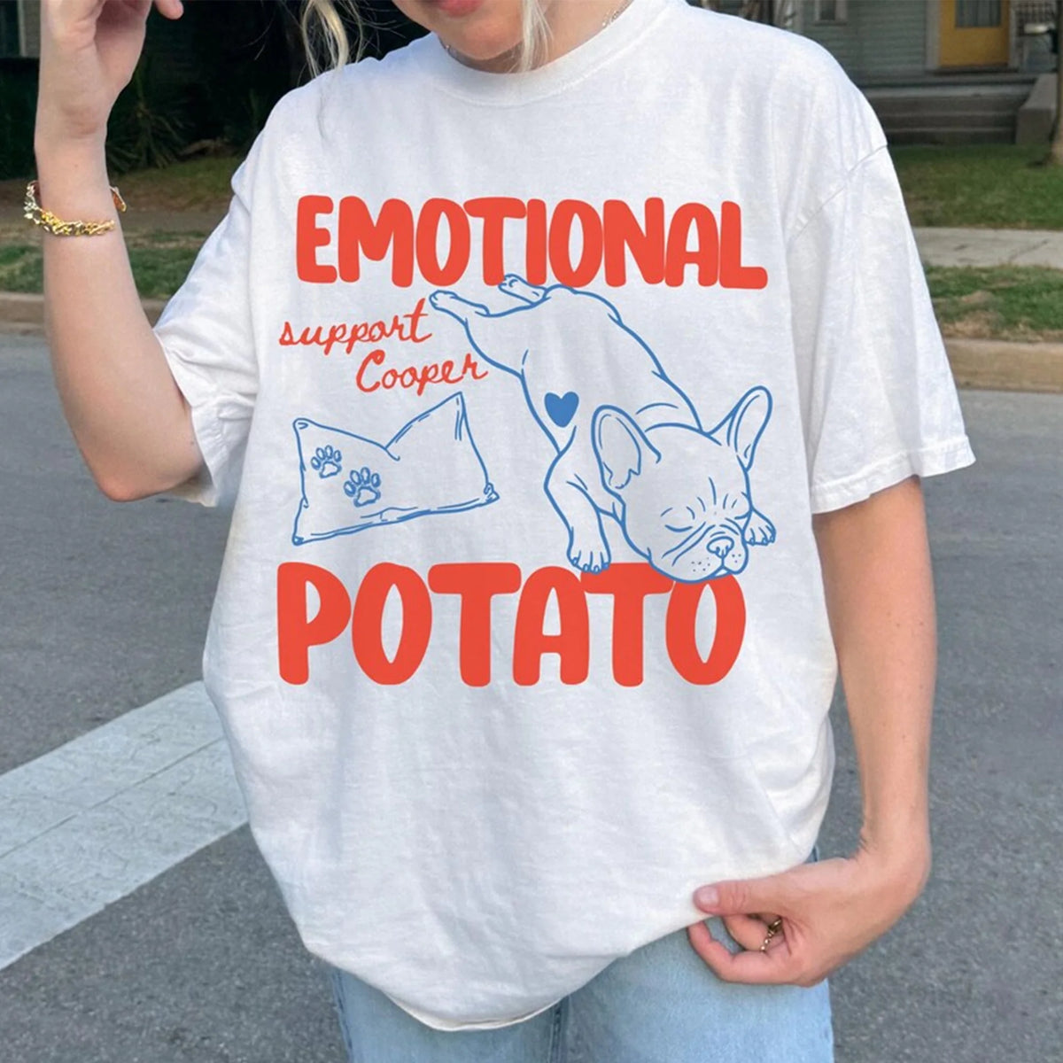 Custom Emotional Support Frenchie Shirt, Funny French Bulldog Tee