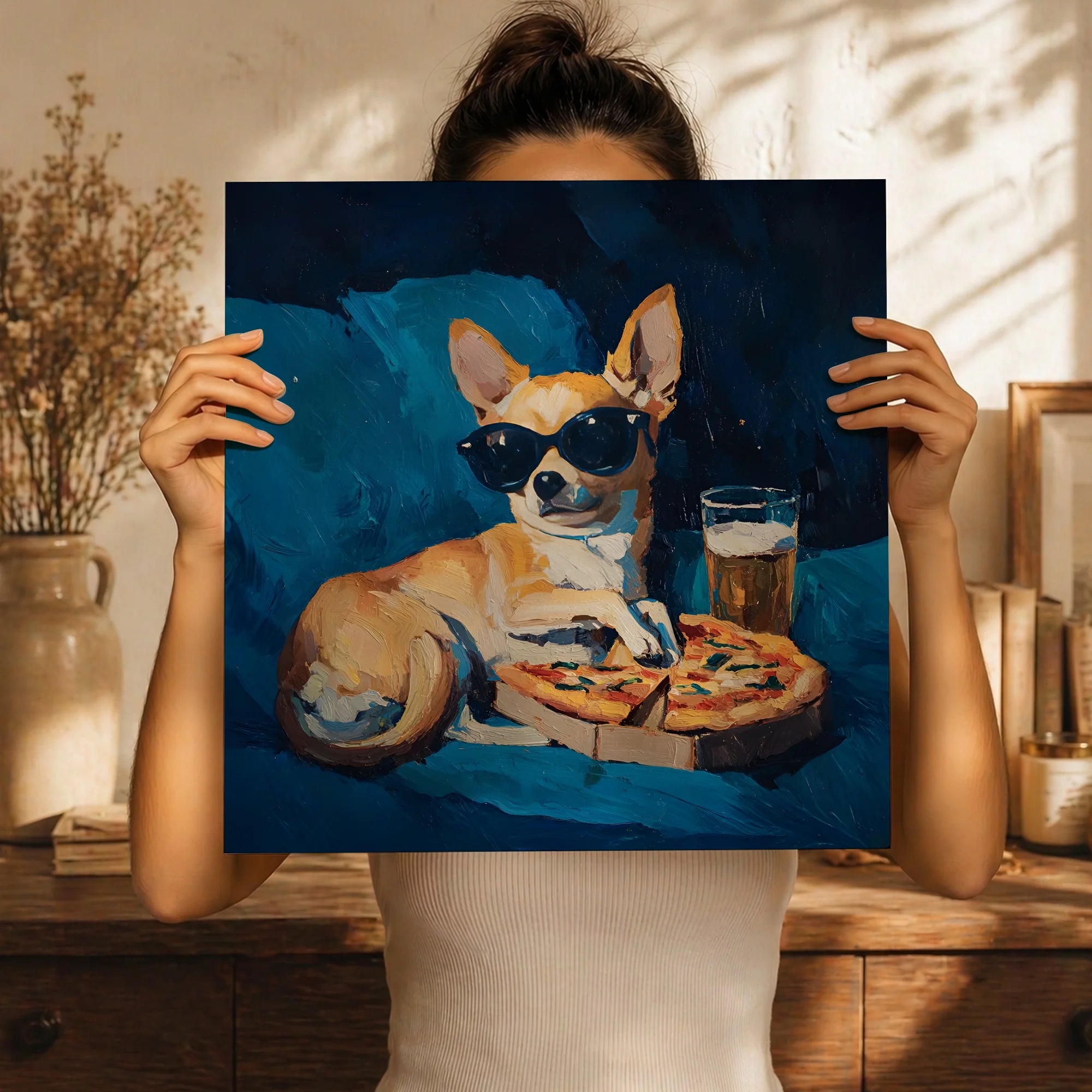 Mini Chihuahua Puppy Wall Art in Frame, Gift Decor