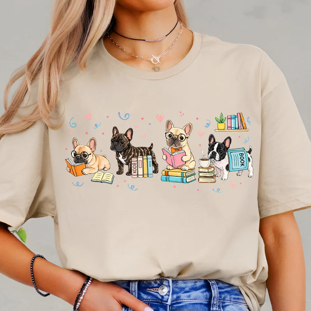 Comfort Colors French Bulldog Reading Shirt Funny Book Lover Gift