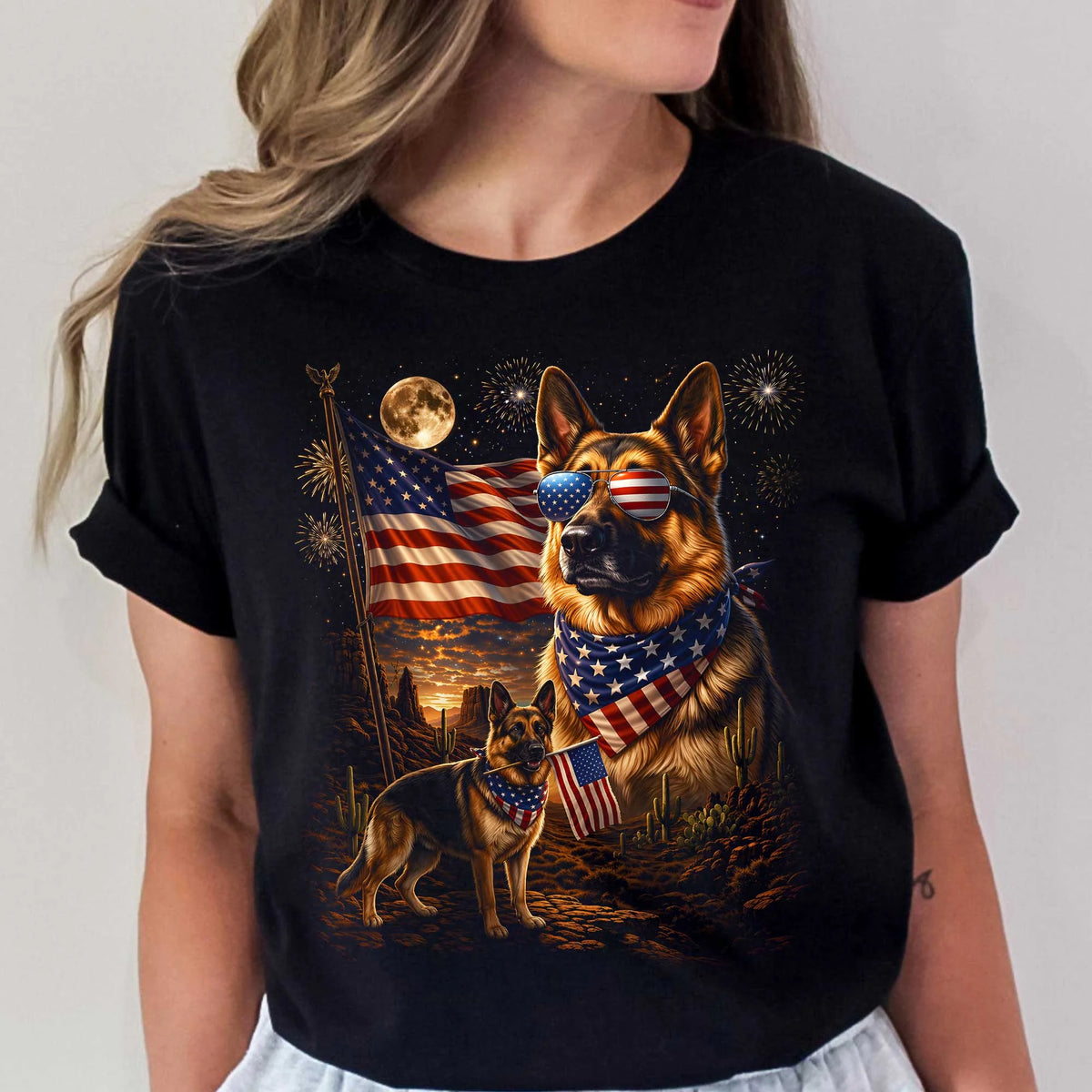 German Shepherd Patriotic Shirt American Flag Dog Tee USA Gift