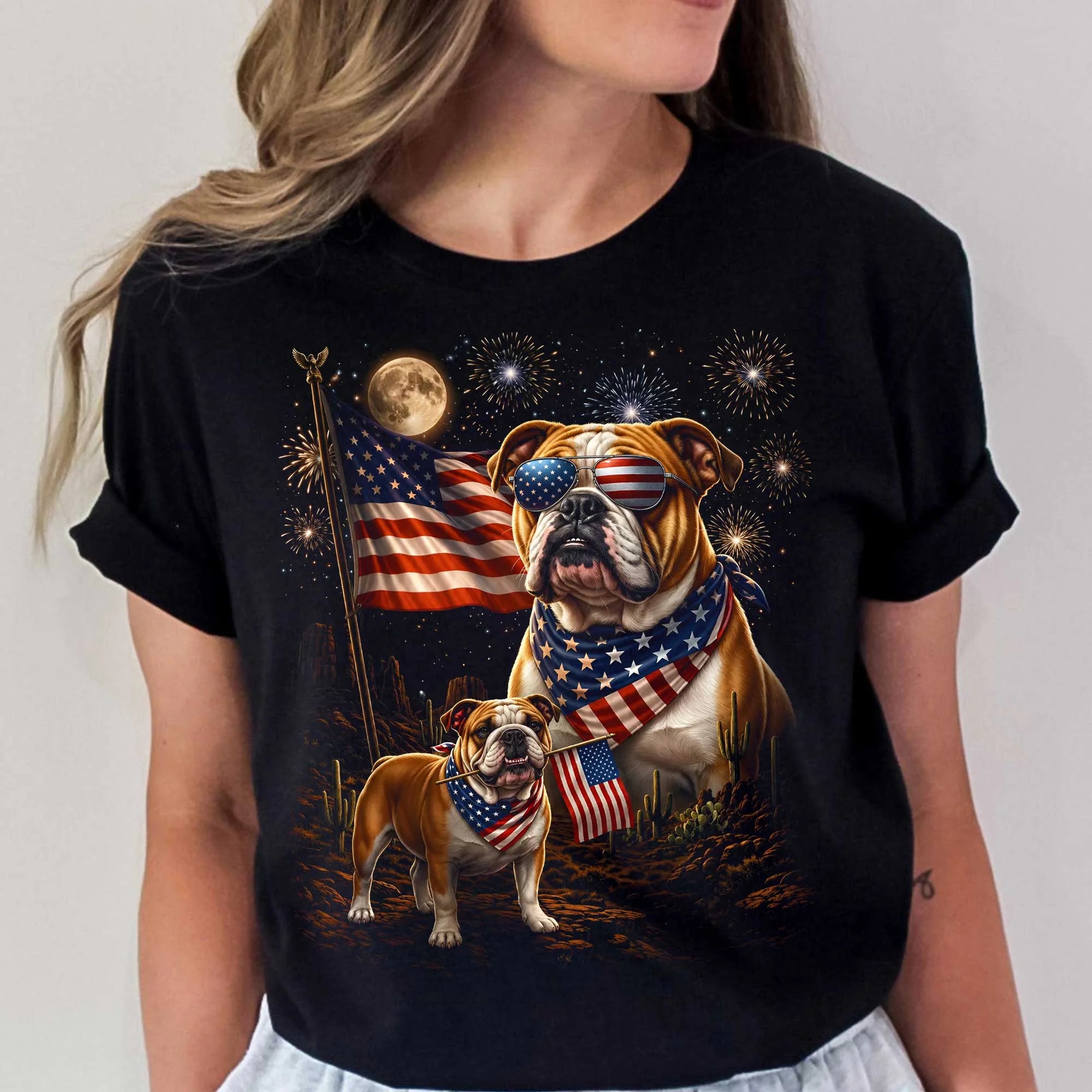 Comfort Colors English Bulldog Patriotic Shirt American Flag USA Tee