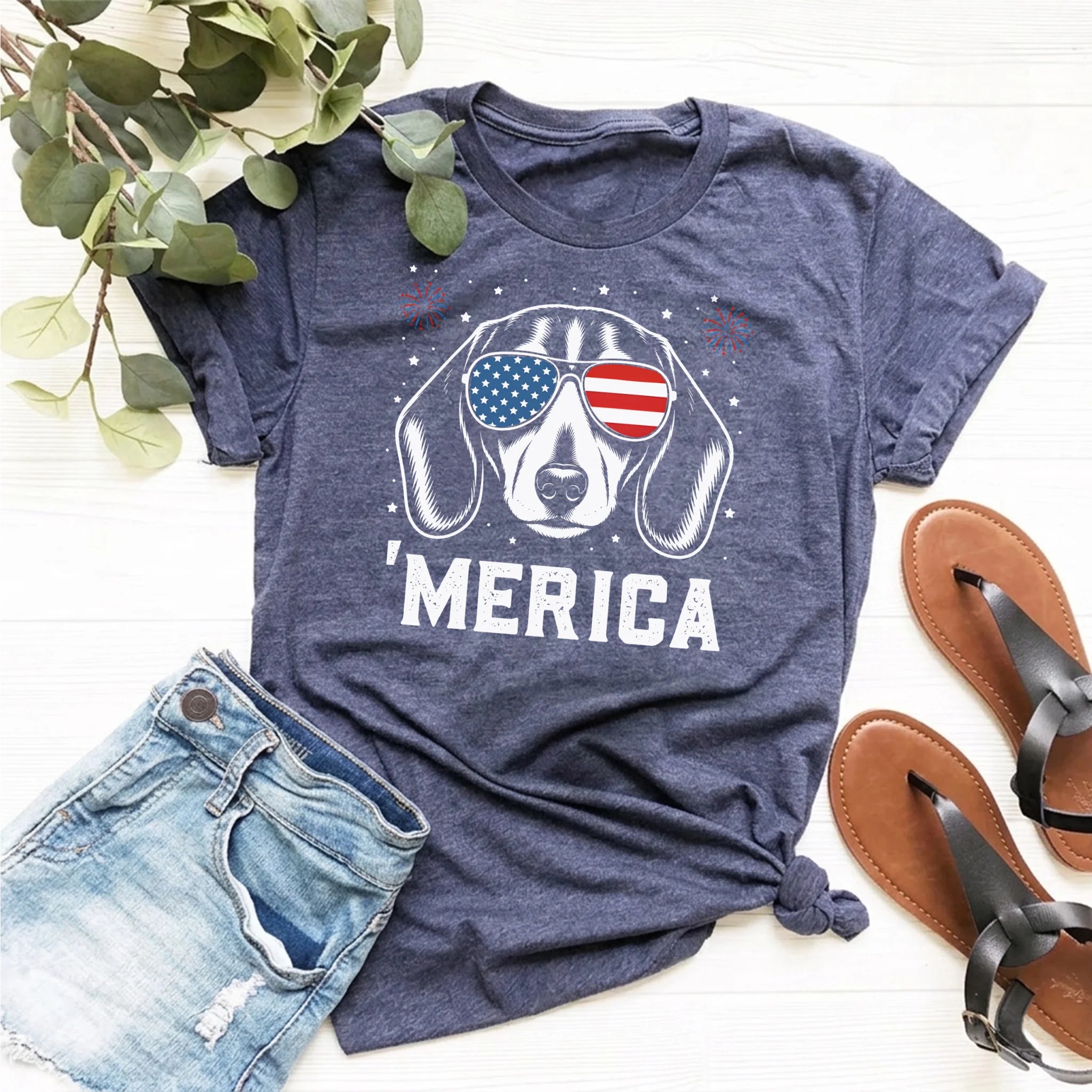 Dachshund 'Merica T-Shirt, 4th of July Dachshund T-Shirt, Patriotic Dachshund Shirt | USA Dog Lover Gift | Dachshund Mom Gift