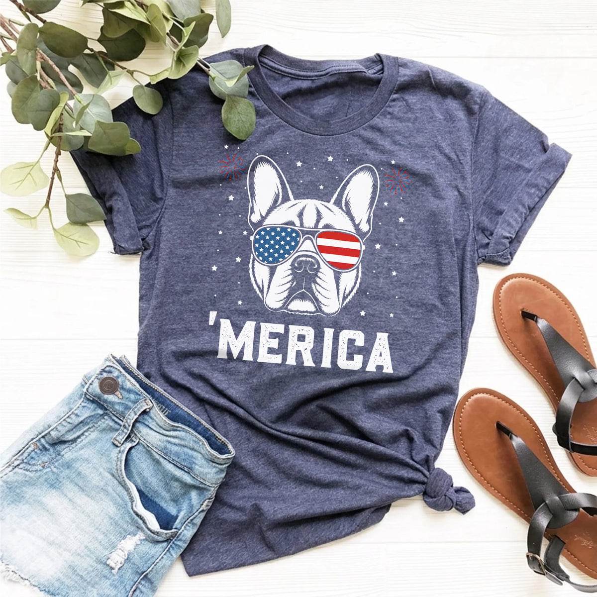 Bulldog 'Merica T-Shirt | 4th of July Bulldog Tee | Patriotic Bulldog Shirt | USA Dog Lover Gift | Bulldog Mom Gift