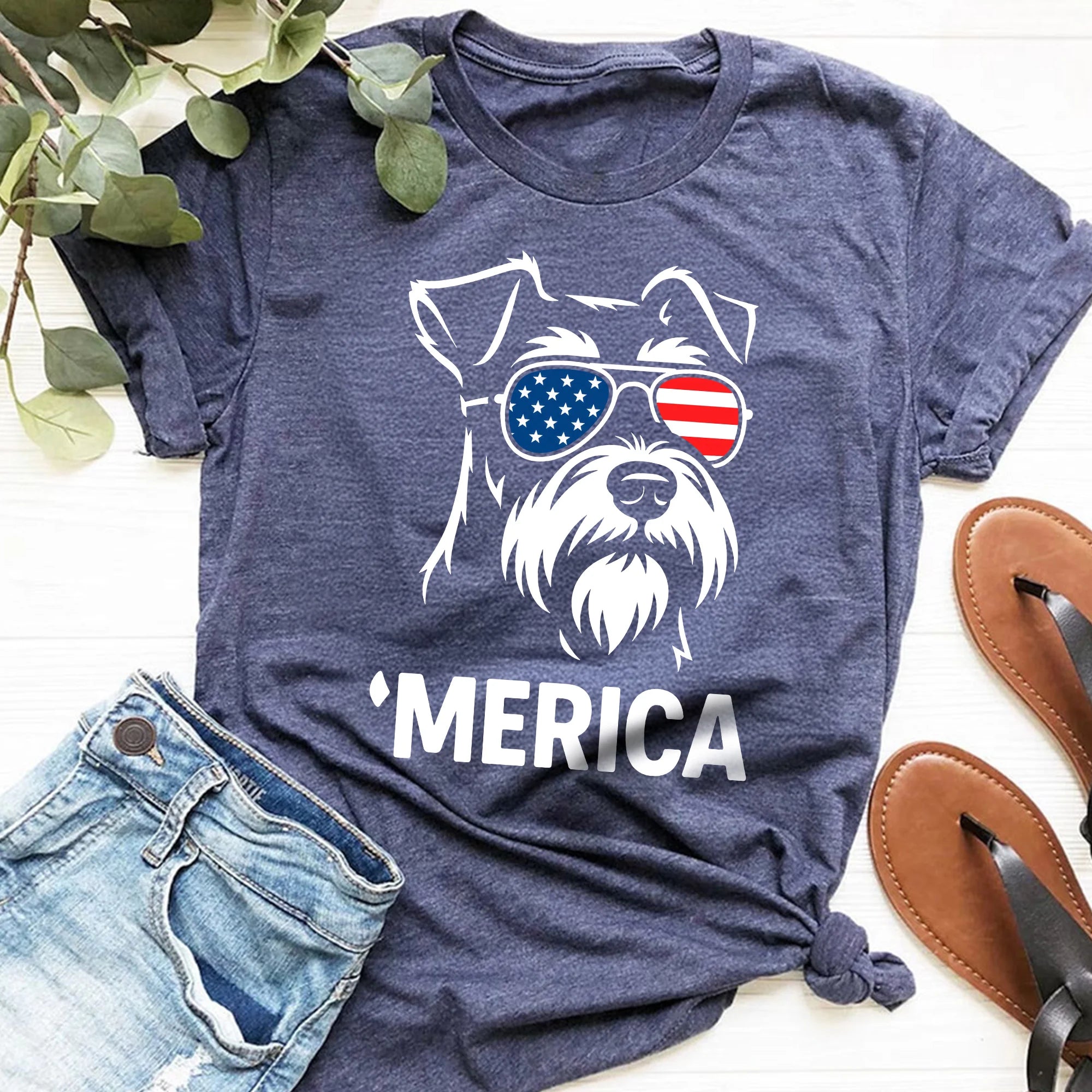 Miniature Schnauzer Merica Shirt Patriotic July 4th Dog Tee Gift