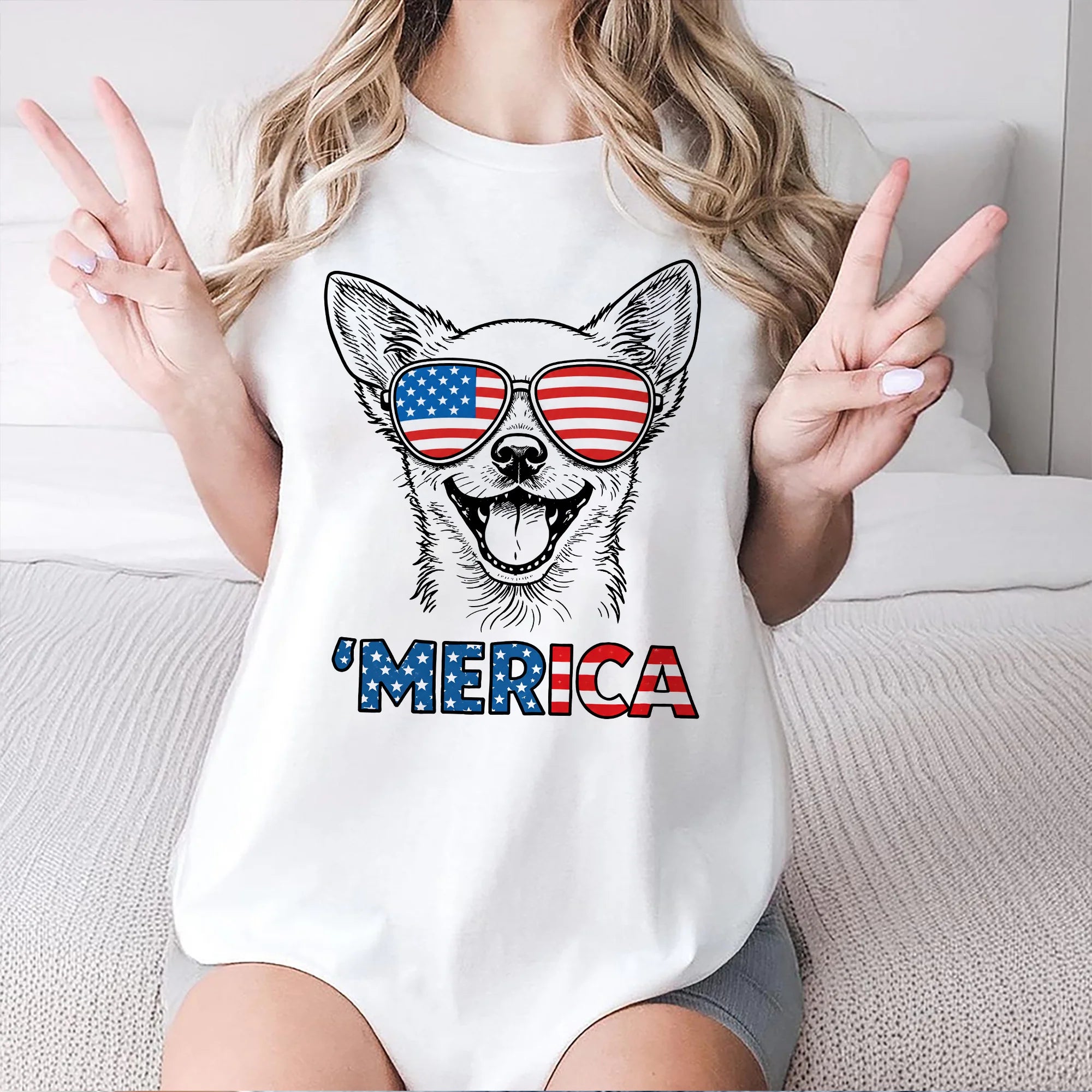 Chihuahua Merica Shirt Patriotic Dog Tee 4th July Mom Gift
