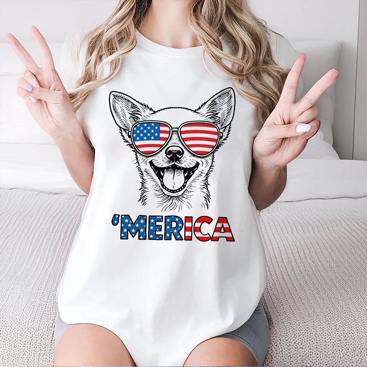 Chihuahua Merica Shirt Patriotic Dog Tee 4th July Mom Gift