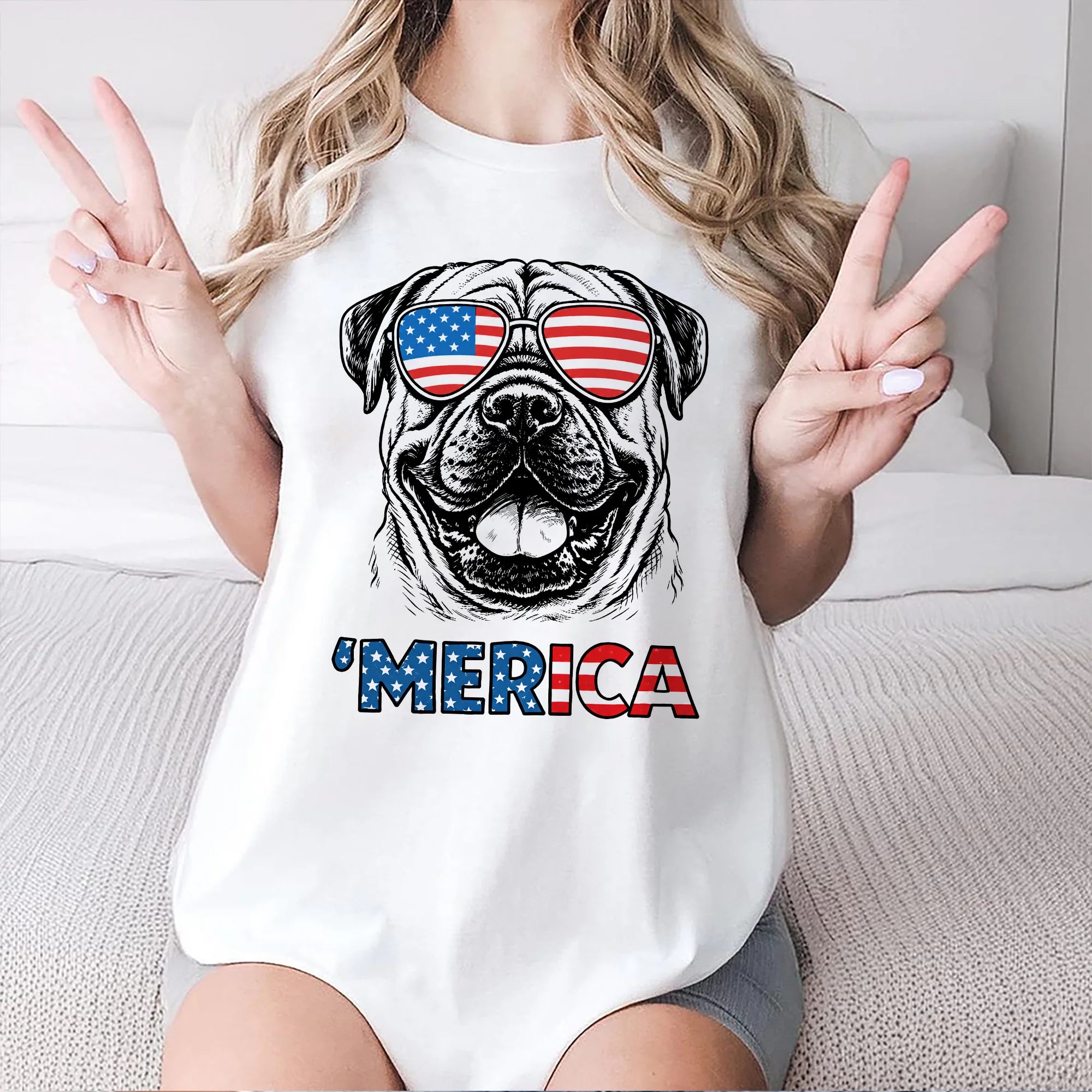 Patriotic English Bulldog Merica Shirt Dog Lover Fourth July Gift