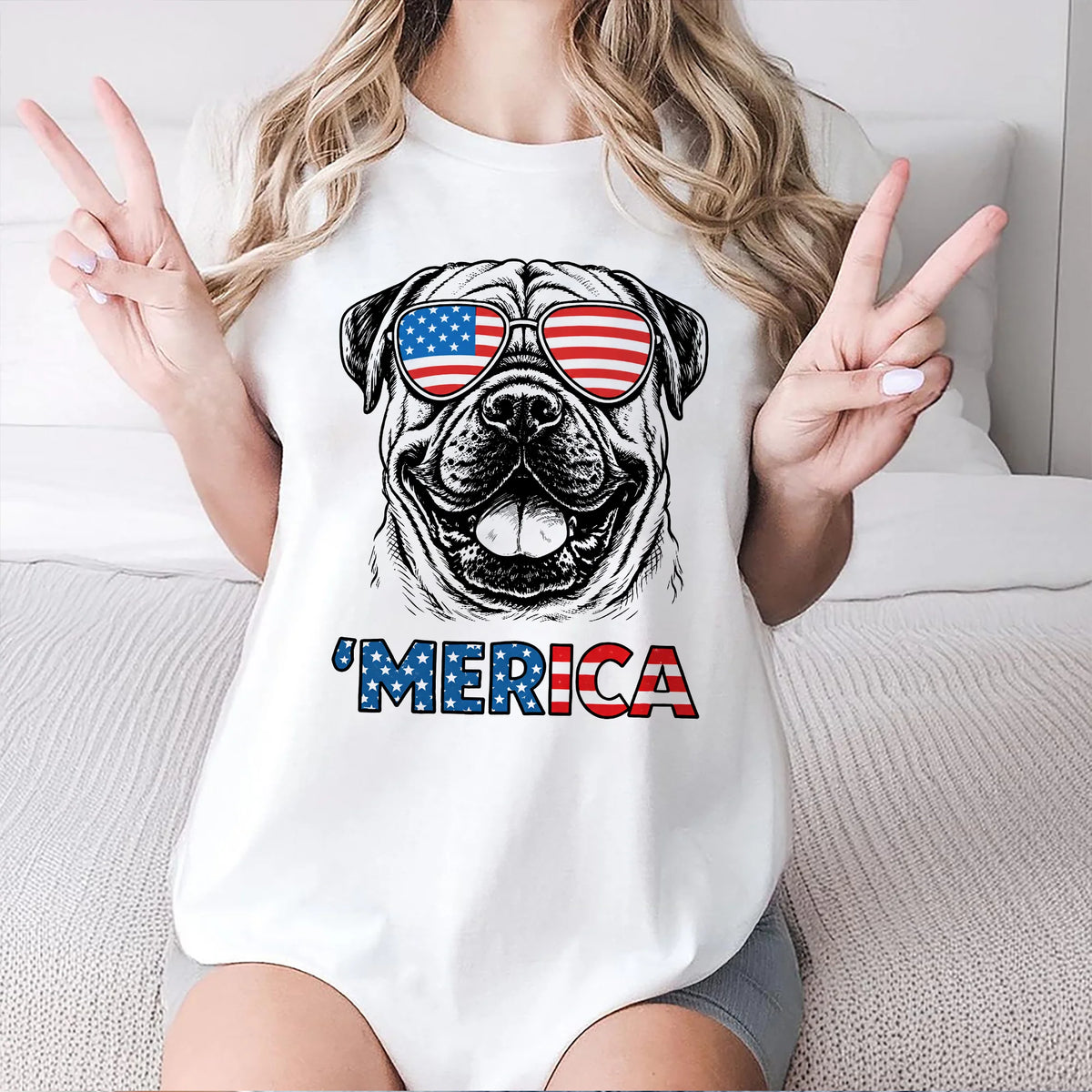 Patriotic English Bulldog Merica Shirt Dog Lover Fourth July Gift