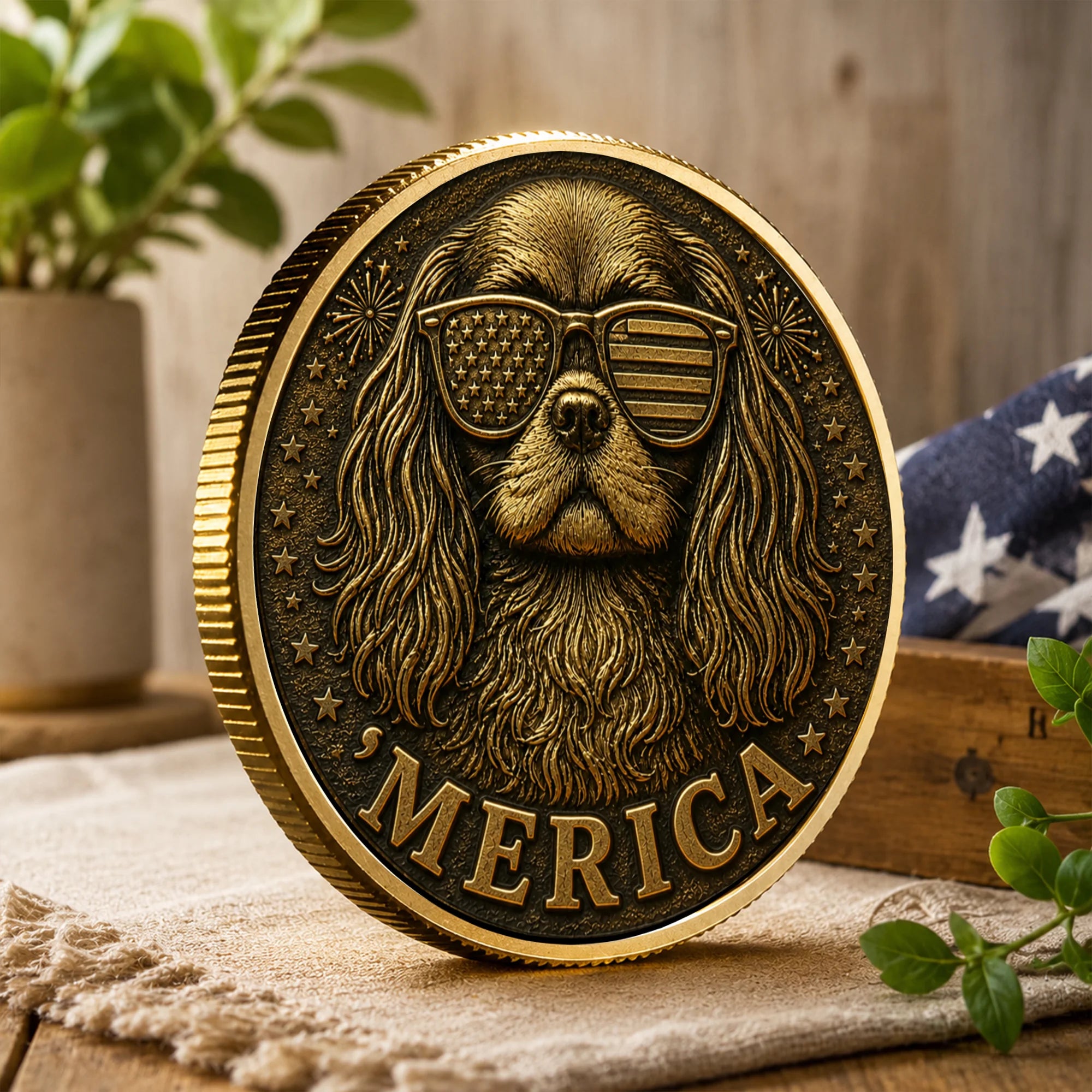 Cavalier Merica Commemorative Coin | Patriotic Dog Lover Keepsake Gift
