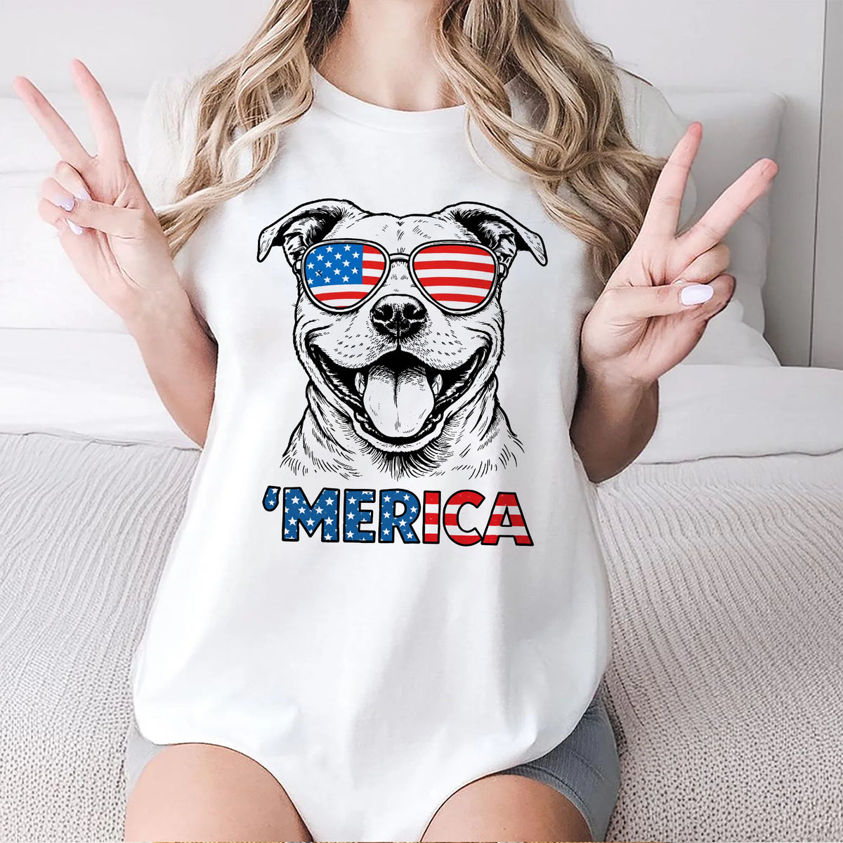 Patriotic Pitbull Merica Shirt American Flag July 4th Dog Gift