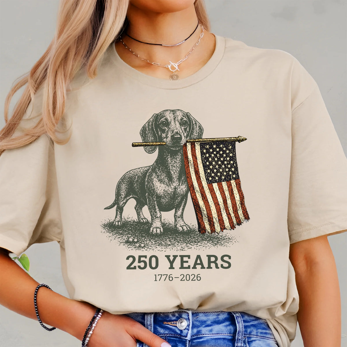 Dachshund Patriotic Shirt, Wiener Dog 250 Years Fourth of July Tee