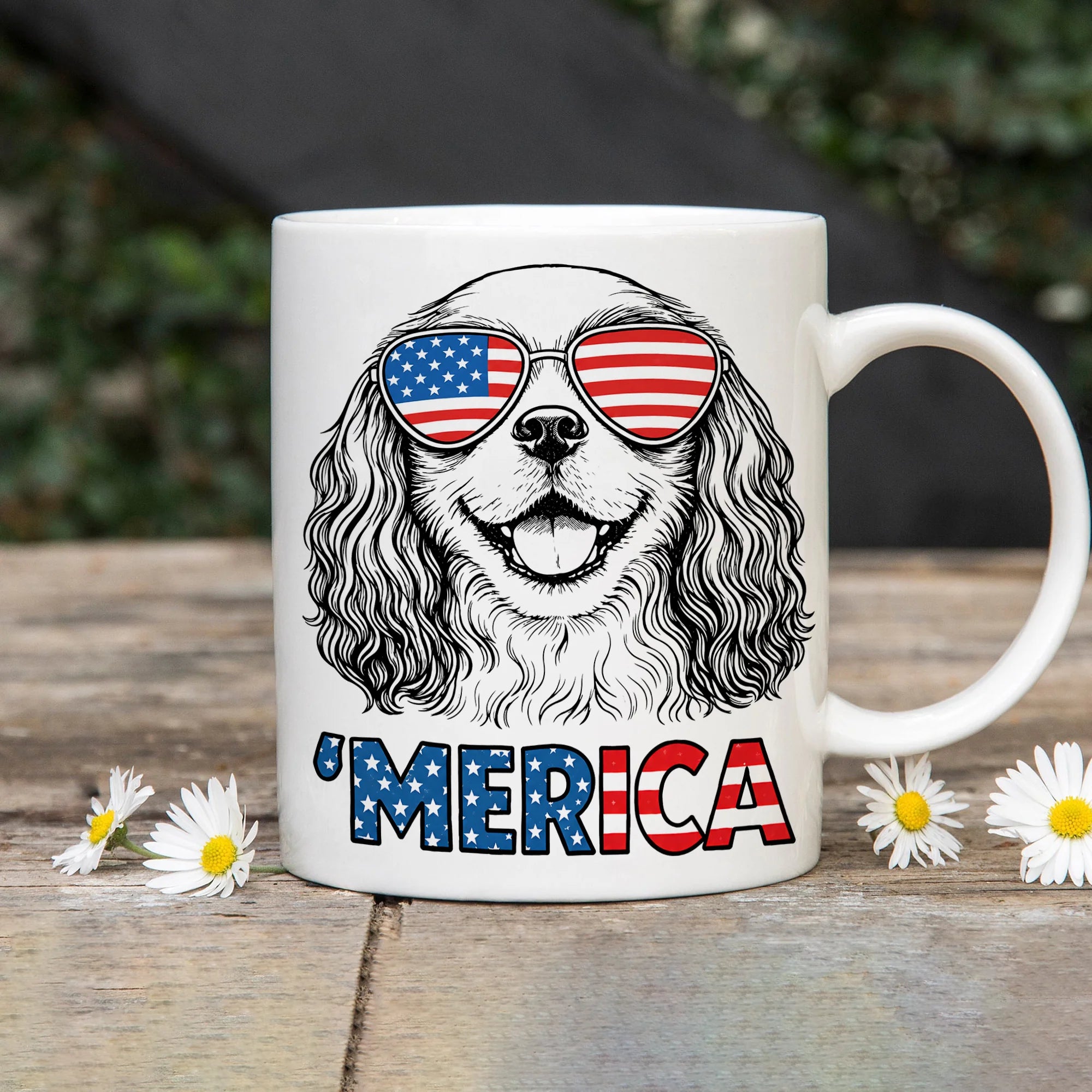 Patriotic Cavalier Mug, 4th of July Gift for Spaniel Mom