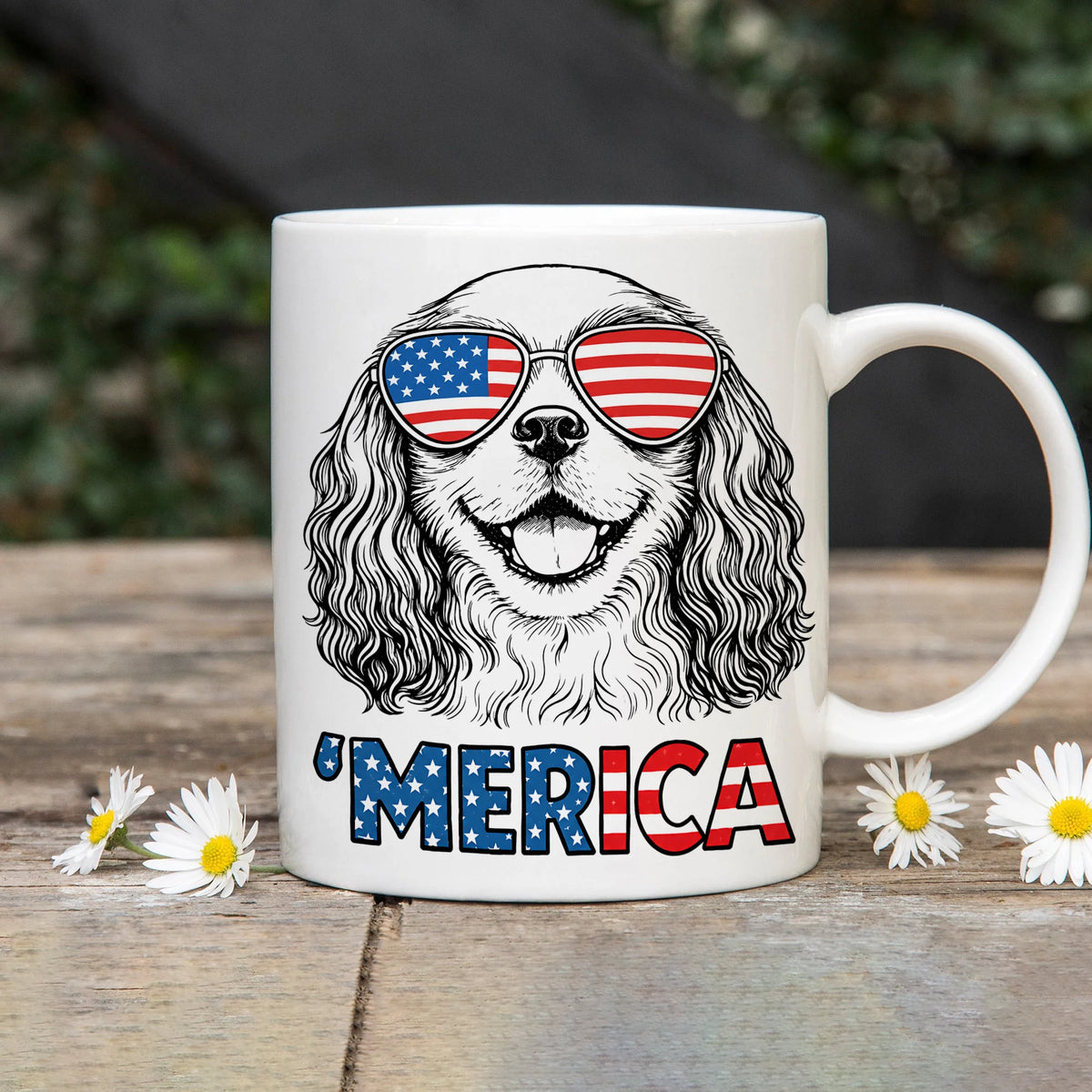 Patriotic Cavalier Mug, 4th of July Gift for Spaniel Mom