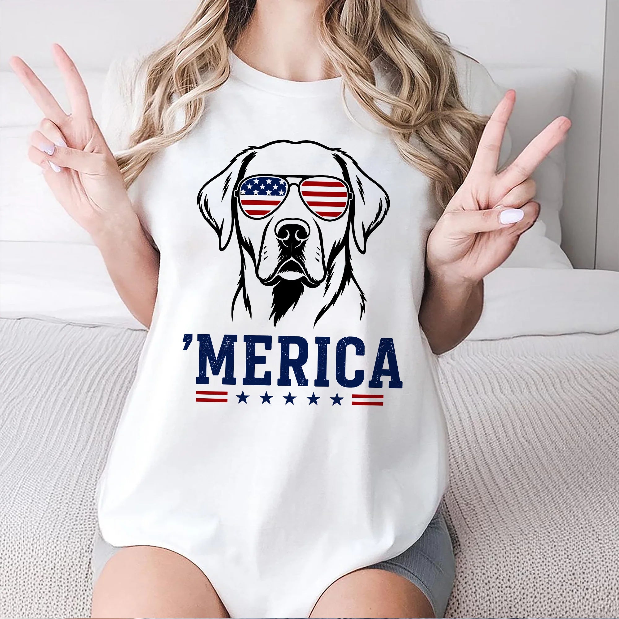 Patriotic Dog Shirt, Merica Dog Tee, 4th of July USA Shirt