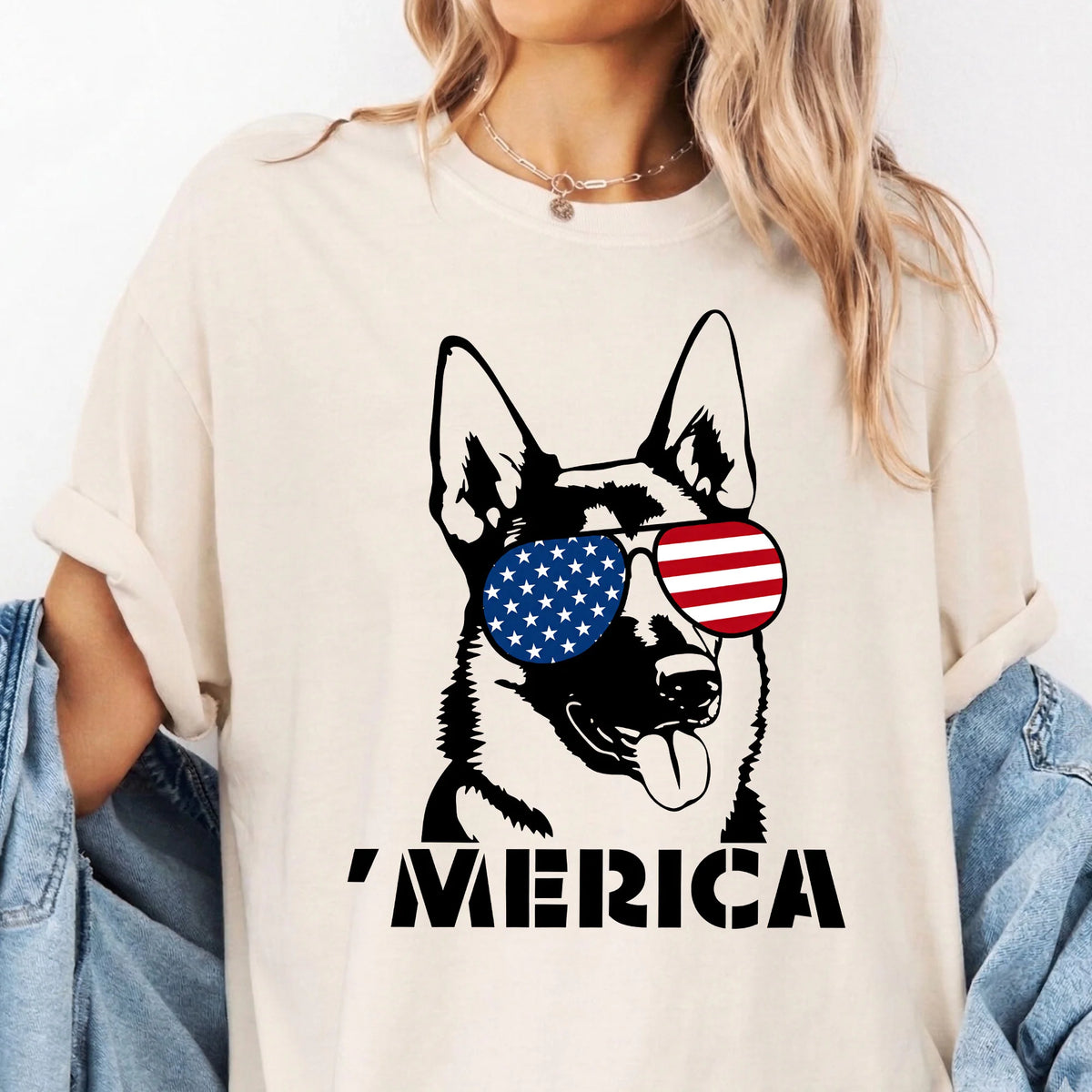 German Shepherd Merica Shirt, Patriotic GSD Comfort Colors Dog Tee