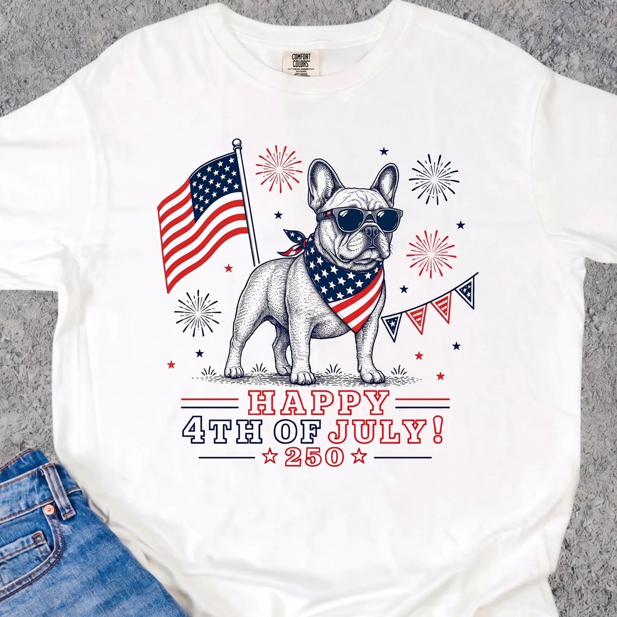 Patriotic French Bulldog Shirt, Happy 4th July Frenchie Mom Gift