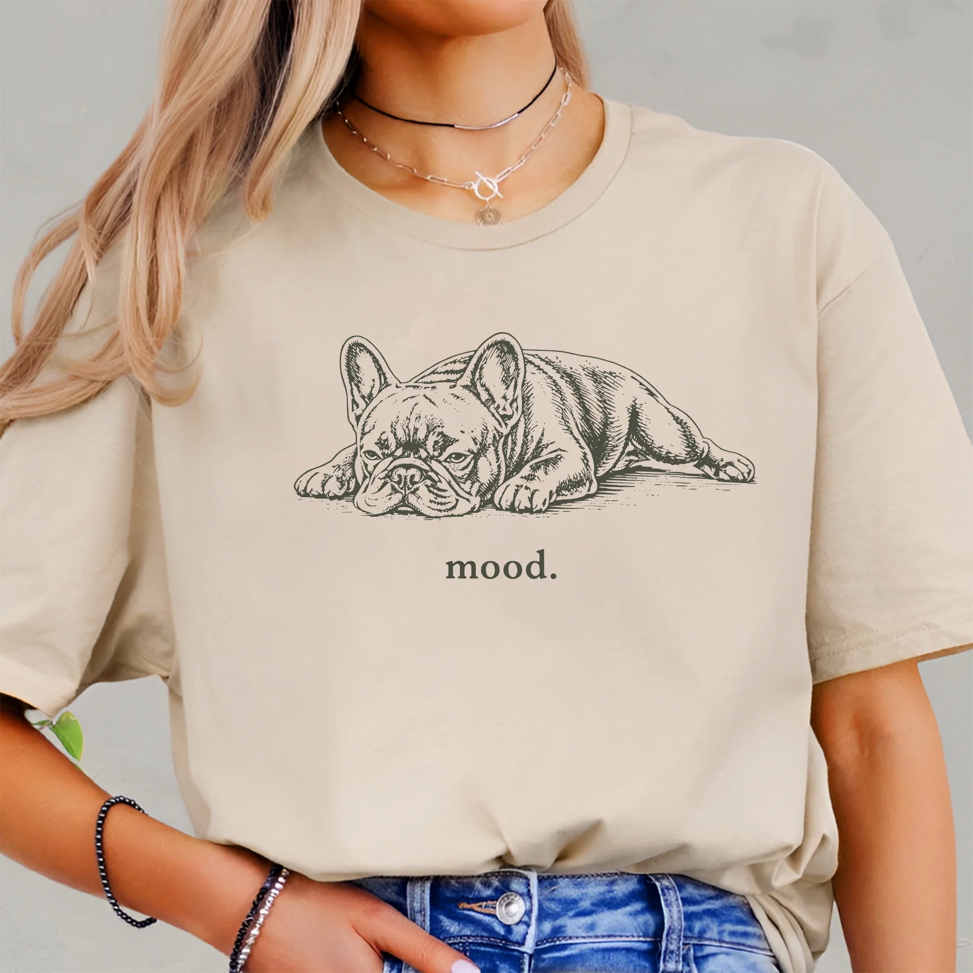 Funny French Bulldog Shirt, Frenchie Mood Tee, Minimal Dog Lover Gift