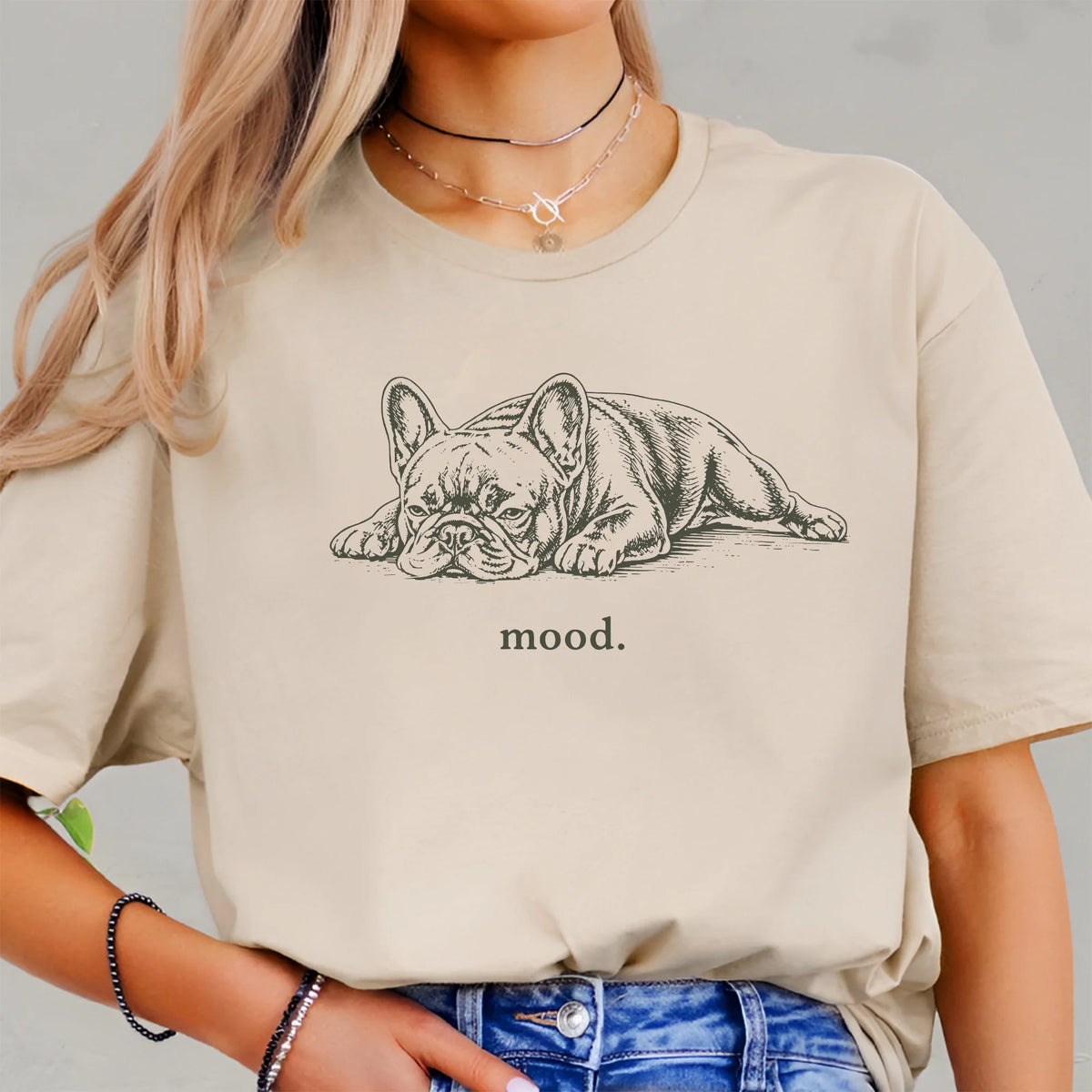 Funny French Bulldog Shirt, Frenchie Mood Tee, Minimal Dog Lover Gift