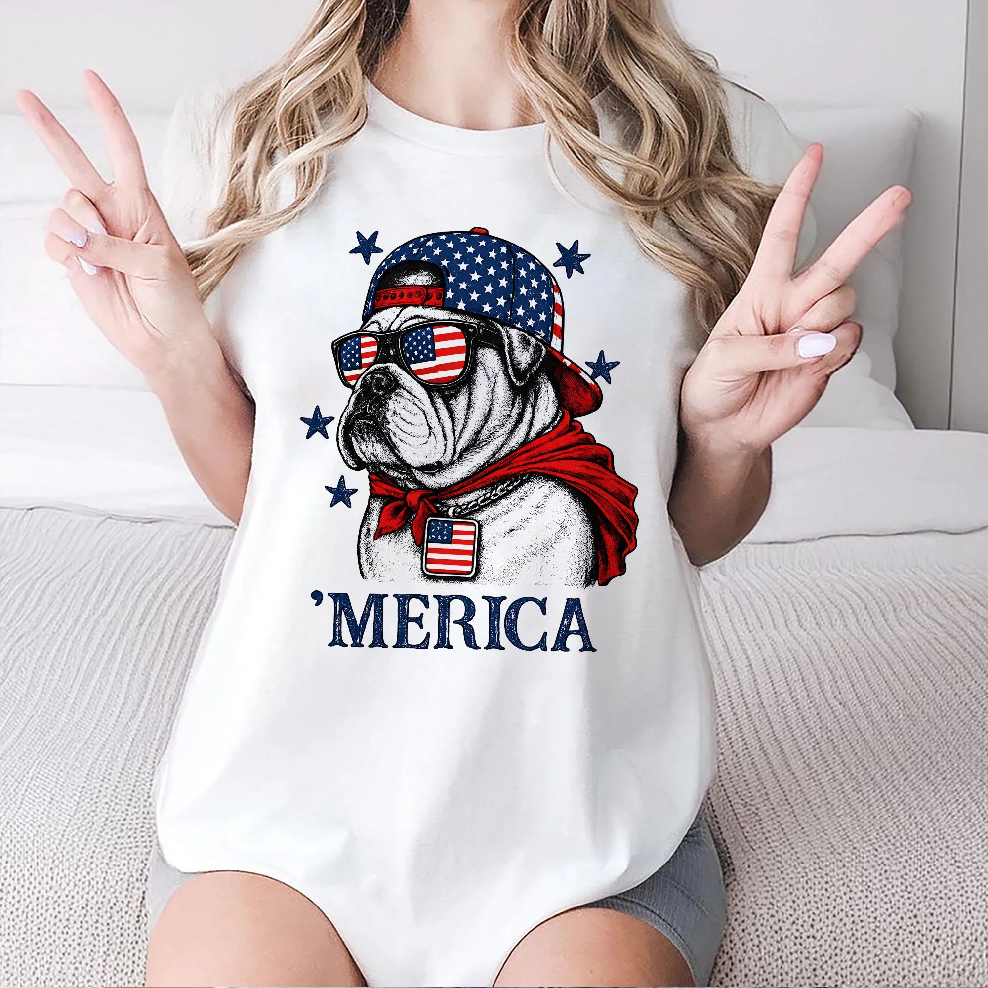 Merica Bulldog Shirt | Funny Patriotic American Flag Dog Tee