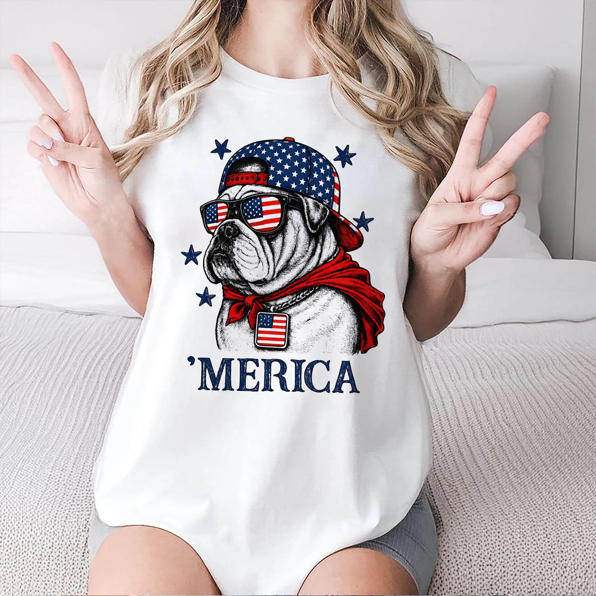 Merica Bulldog Shirt | Funny Patriotic American Flag Dog Tee
