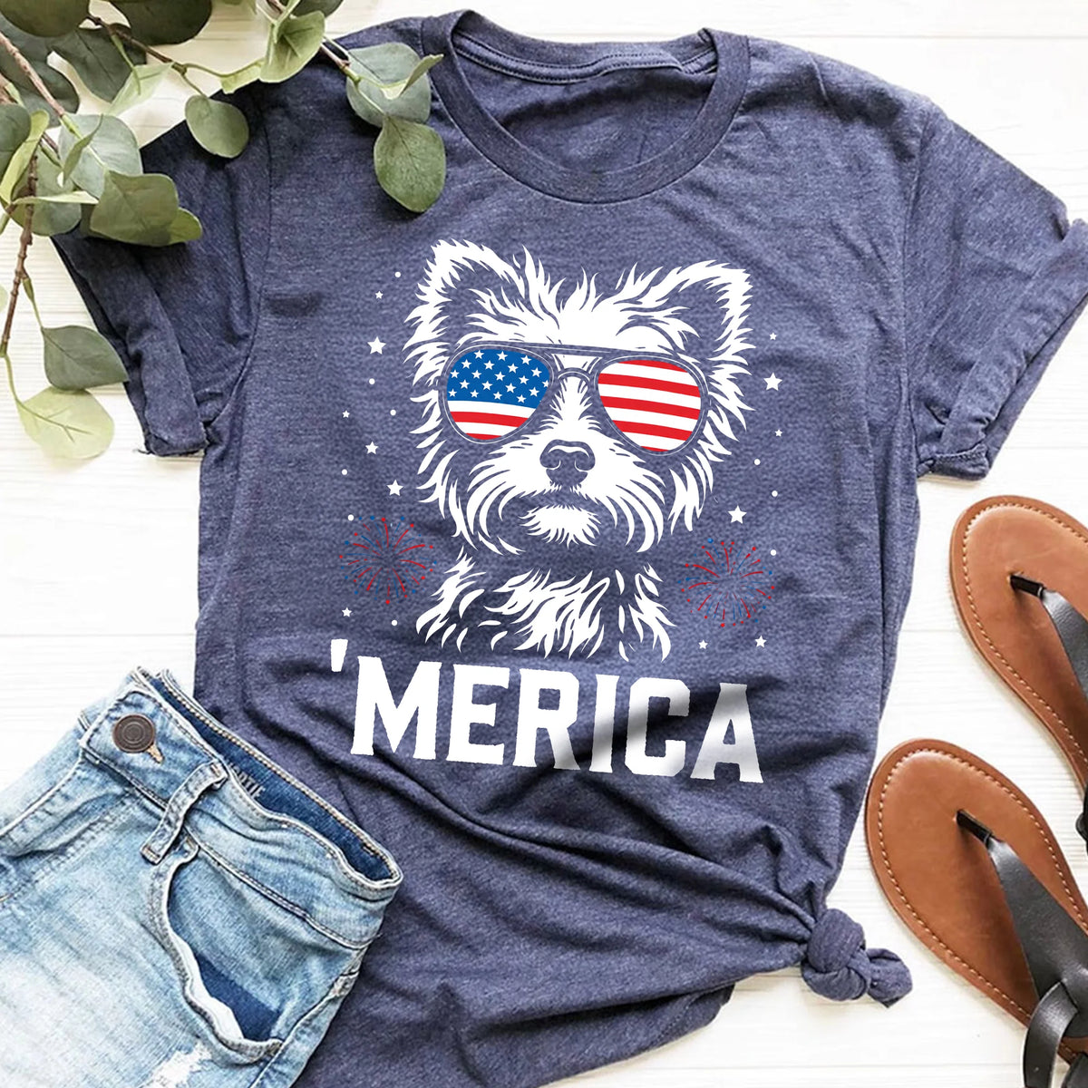Yorkipoo Merica Shirt | Patriotic 4th of July Dog Tee
