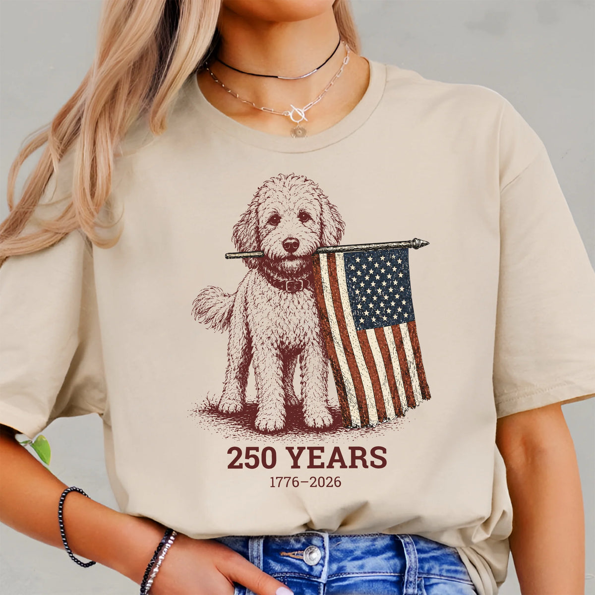 Goldendoodle American Flag Shirt | Patriotic USA Dog Lover Tee