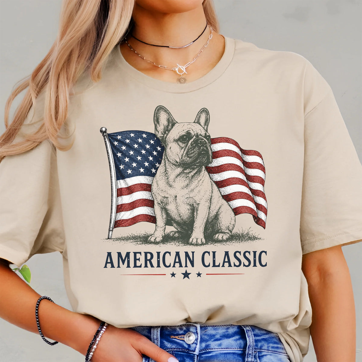 American Classic French Bulldog Shirt | Patriotic Frenchie Tee